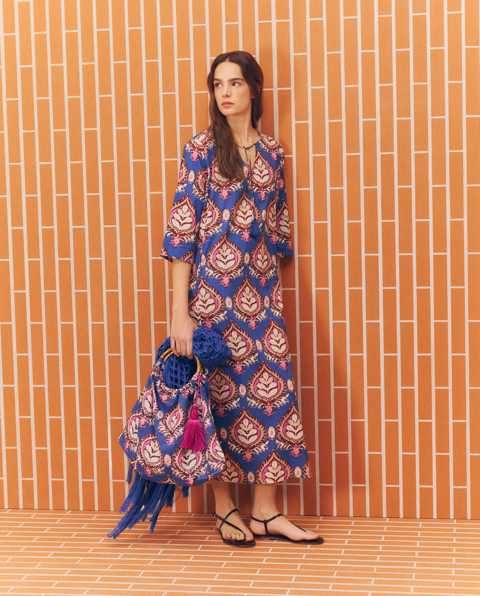 Kaftan com Estampado Novo 400 Azul-2