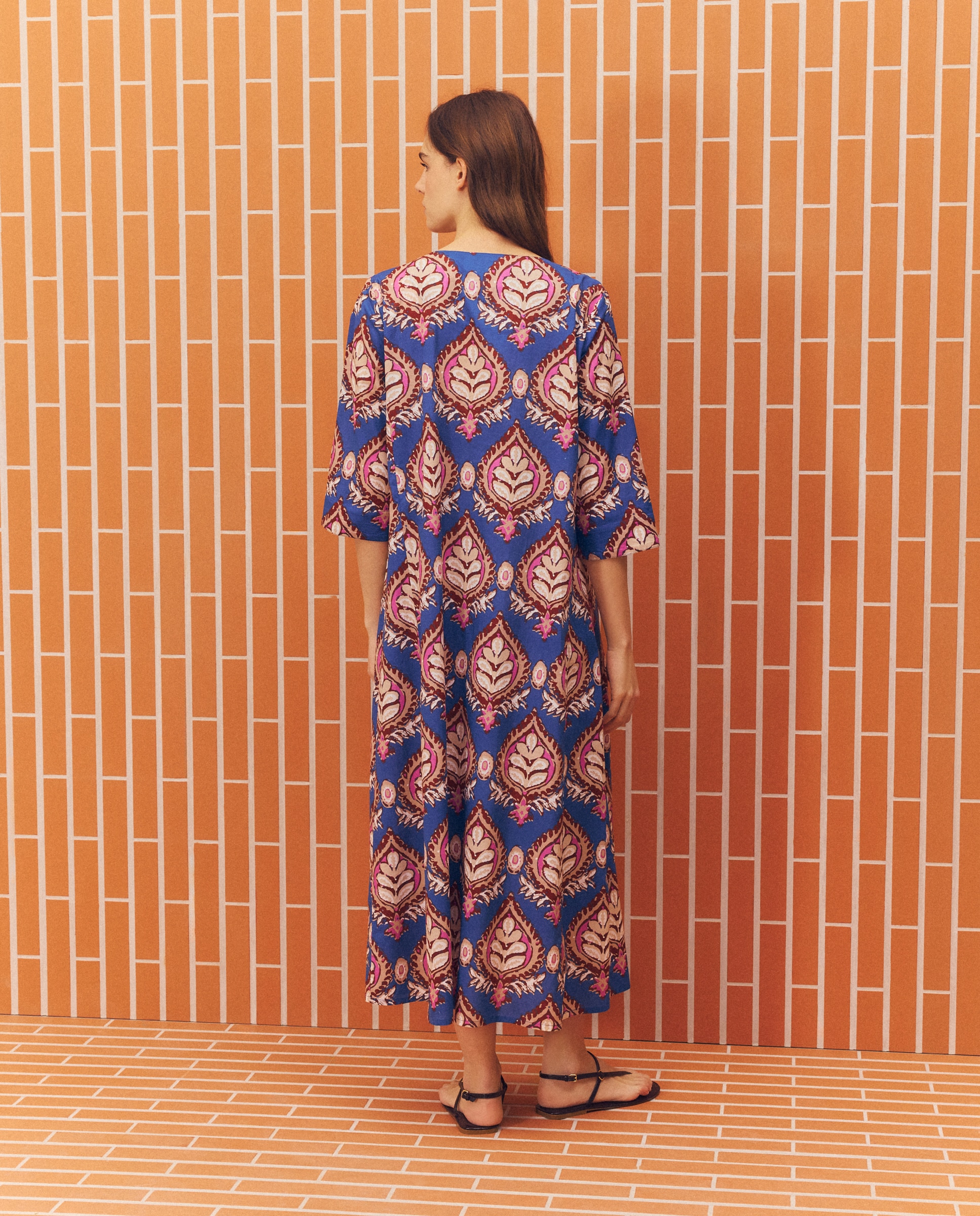 Kaftan com Estampado Novo 400 Azul-3
