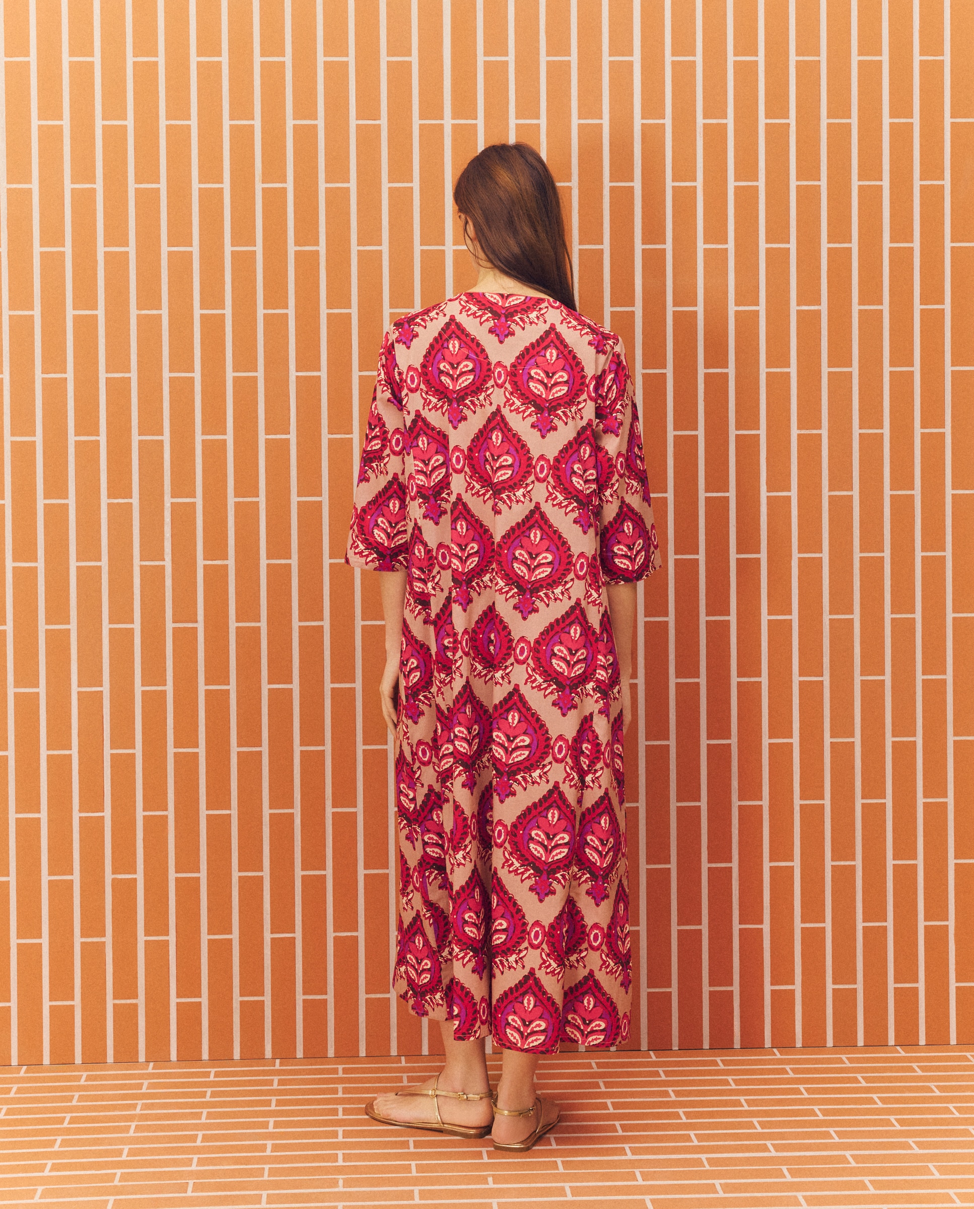 Kaftan com Estampado Novo Bordeaux-3