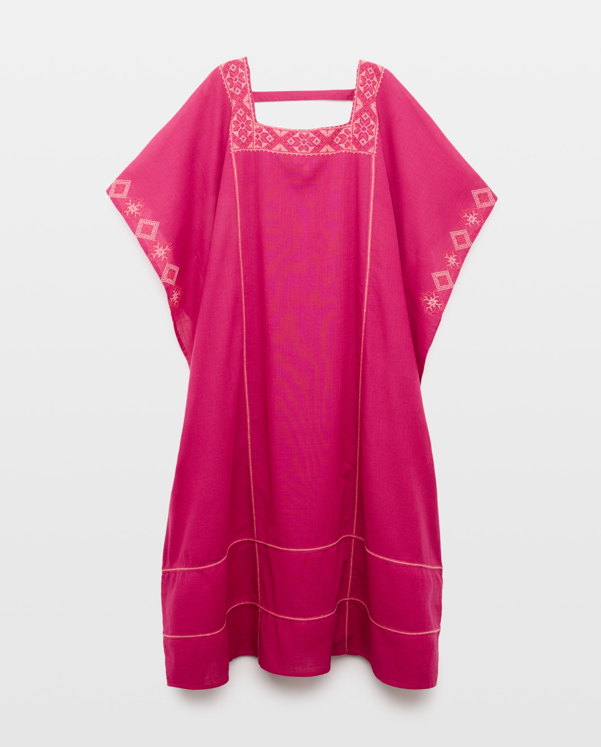 Kaftan Comprido de Ponto de Cruz 240 Fúcsia-4