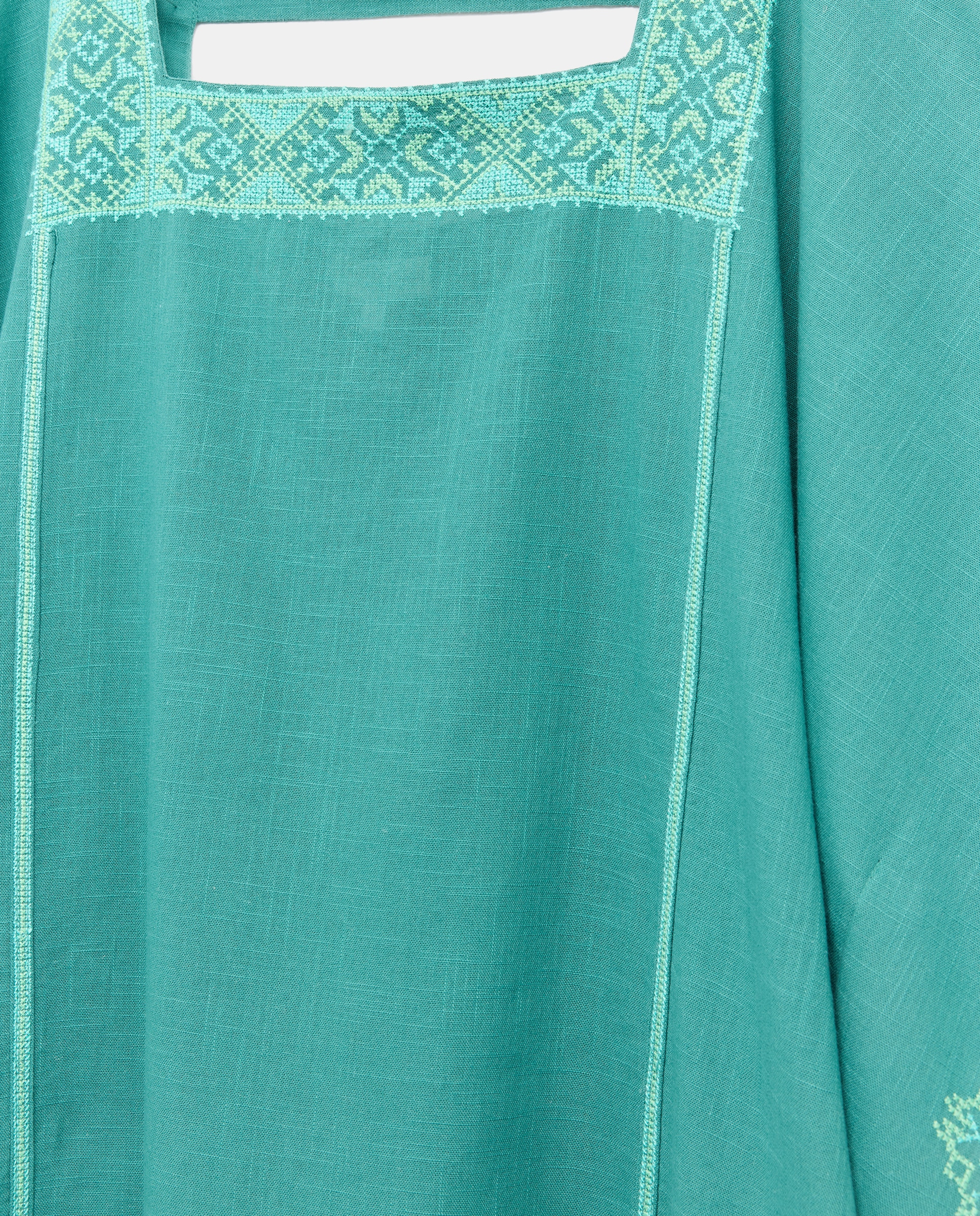 Kaftan Comprido de Ponto de Cruz Verde-5