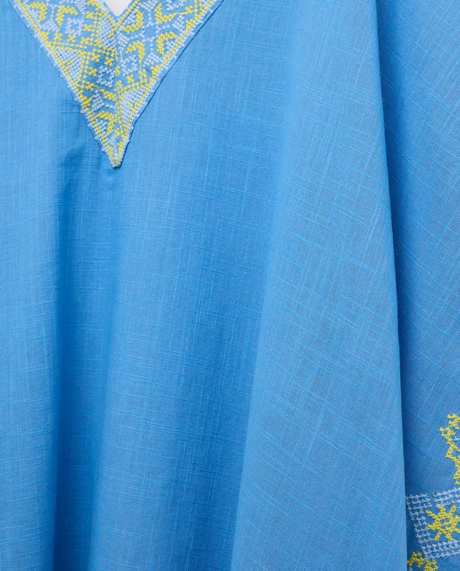 Kaftan Curto de Ponto de Cruz Anil-6