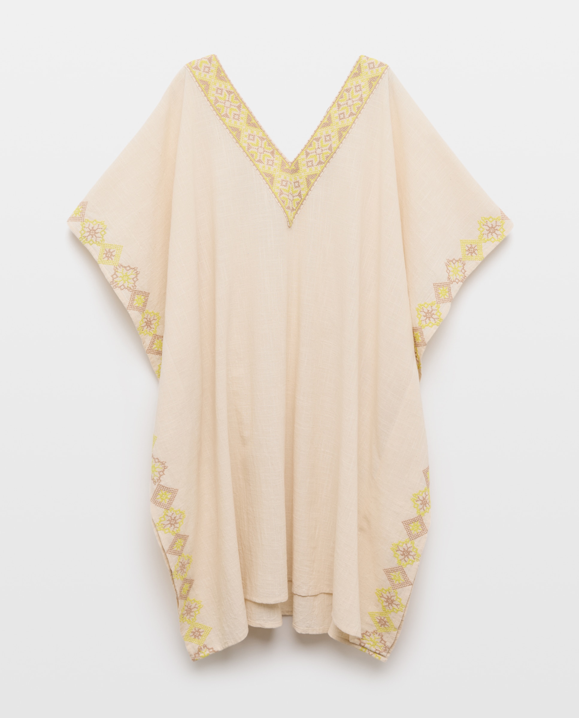 Kaftan Curto de Ponto de Cruz 130 Marfim-4
