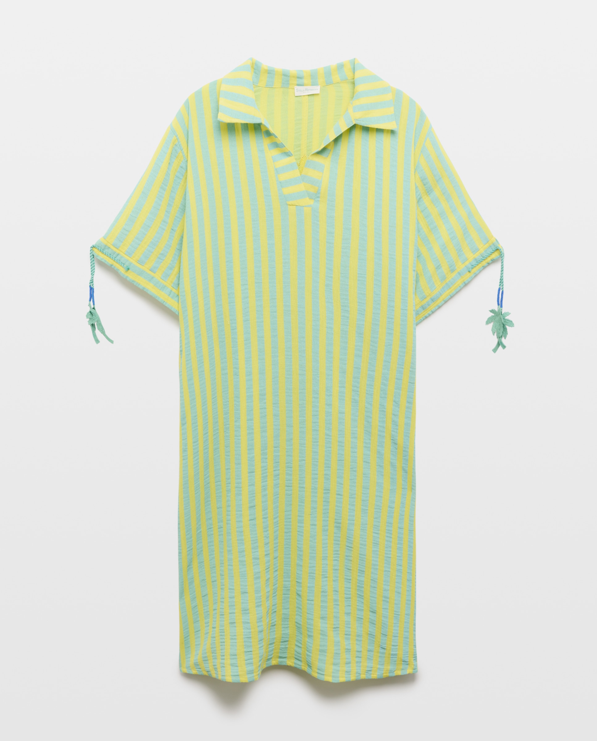 Kaftan às Riscas 582 Verde Água-5