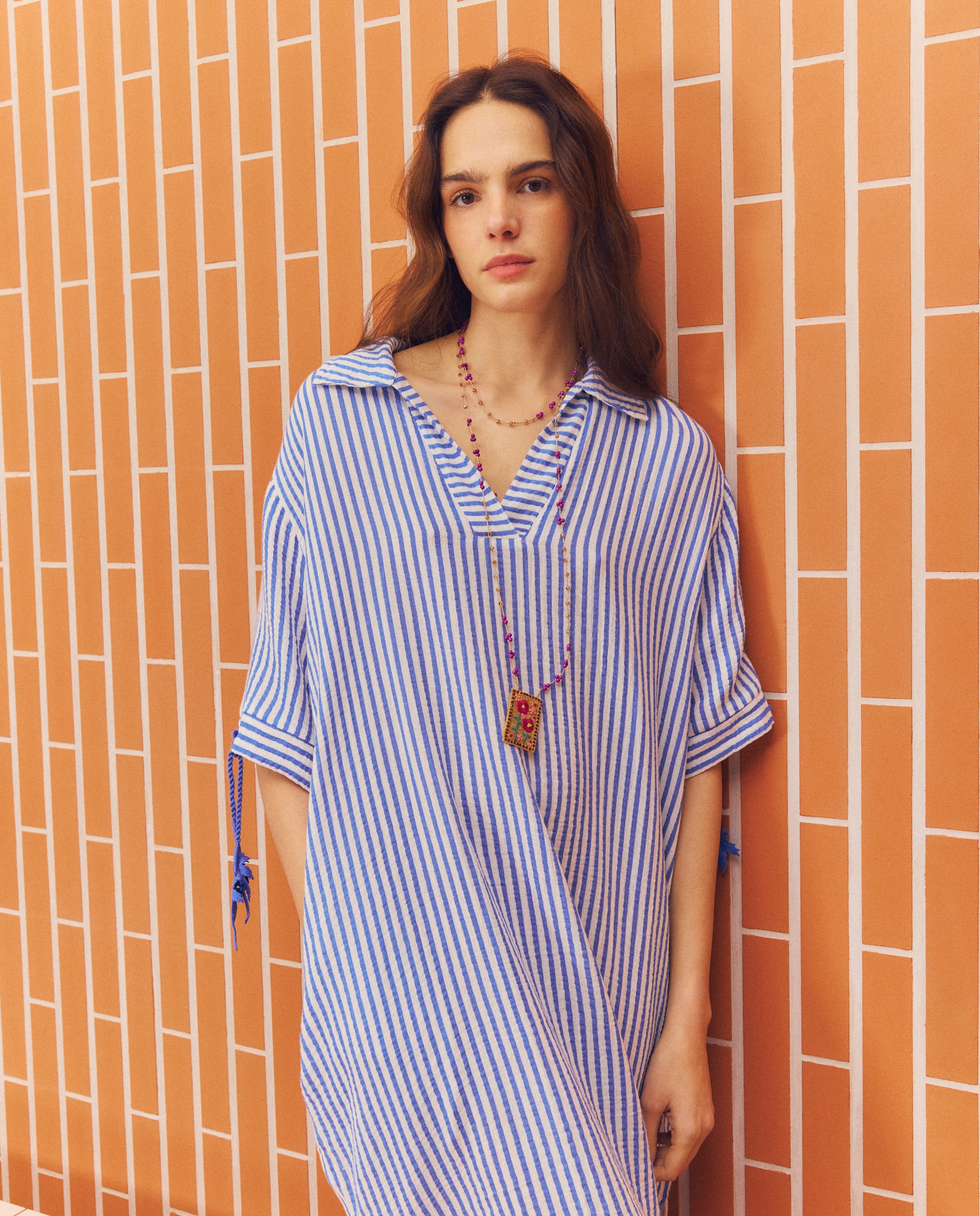 Imagem 0 de Kaftan com Estampado às Riscas