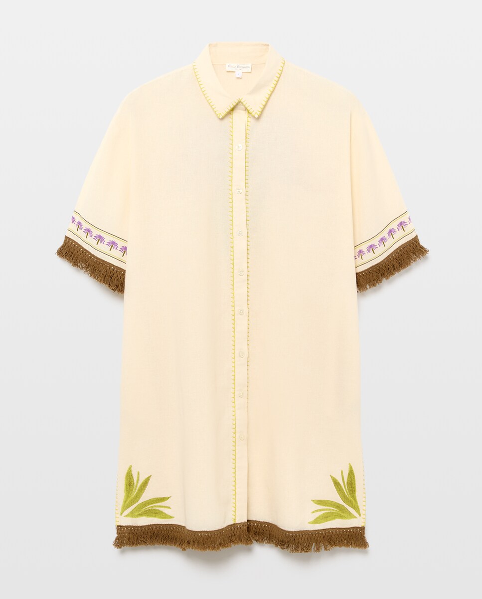 Imagem 0 de Vestido Camiseiro com Detalhe de Franjas