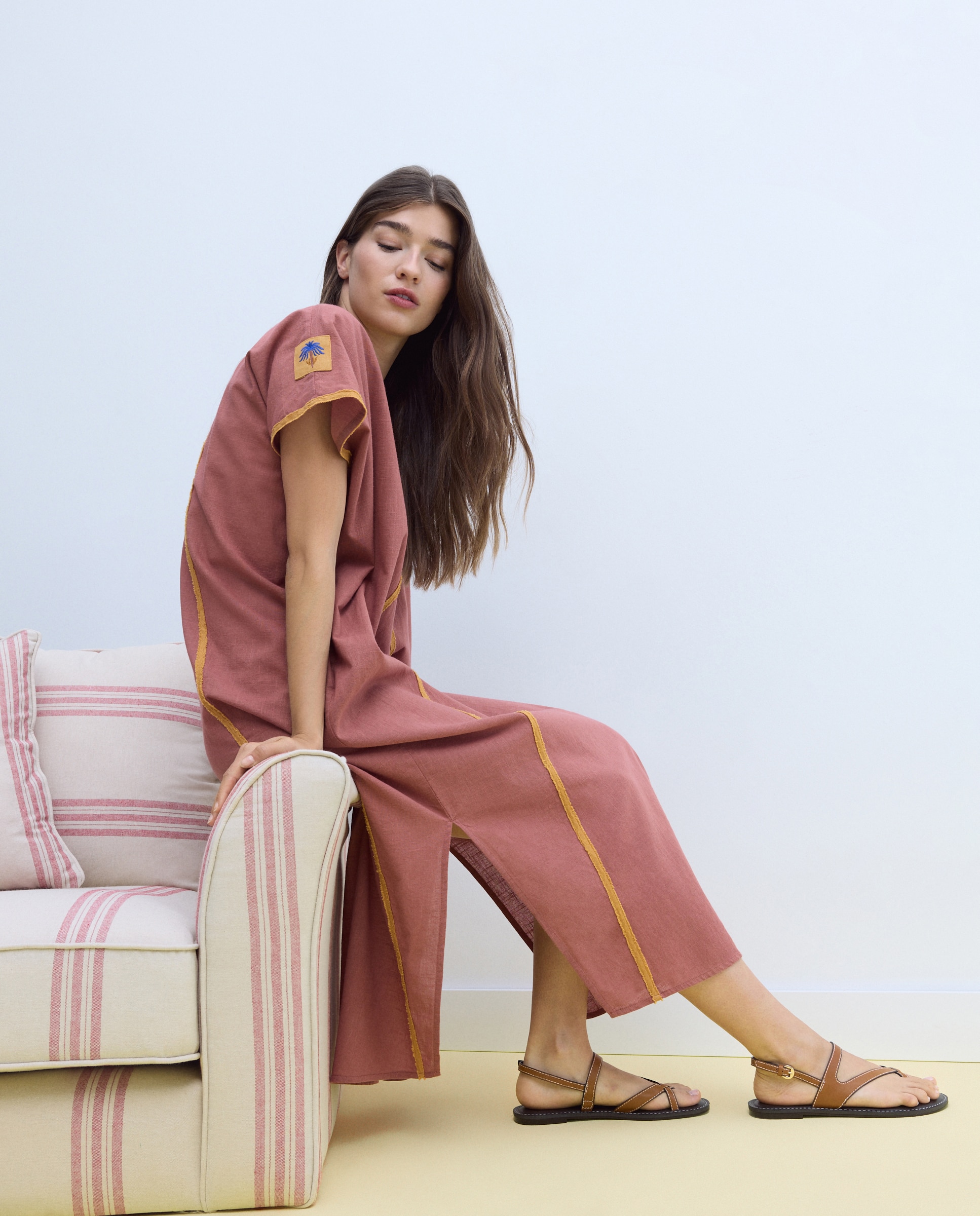 Imagem 0 de Kaftan de Algodão com Trabalho Bordado