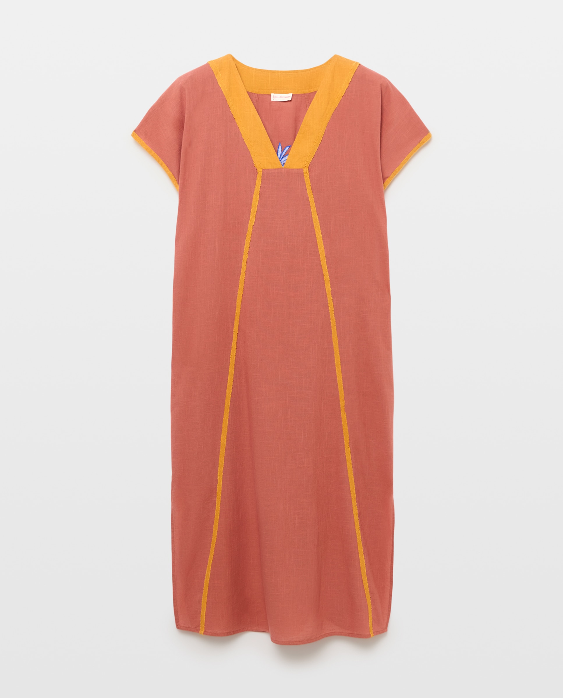 Kaftan de Algodão com Trabalho Bordado Torrado-4