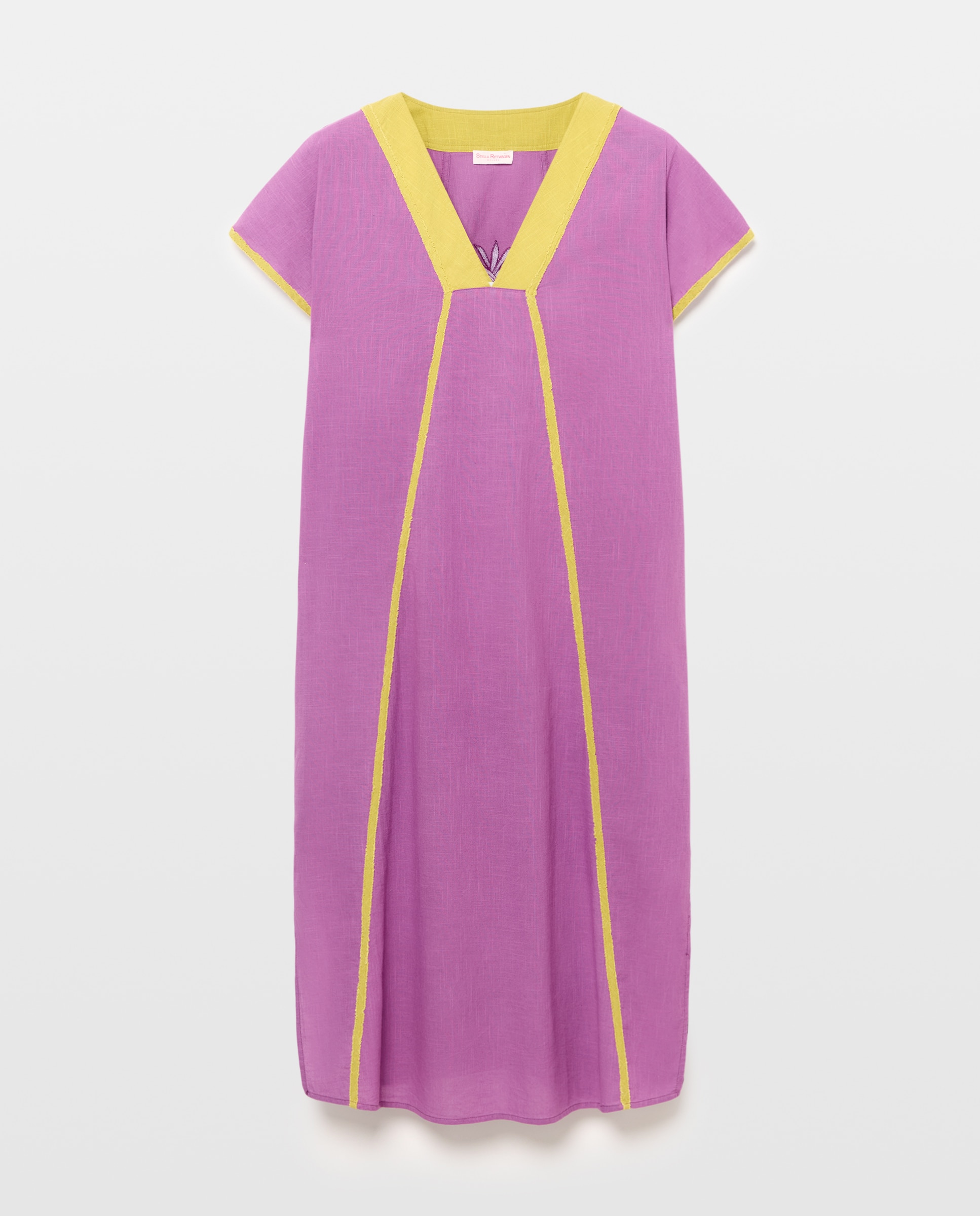 Kaftan de Algodão com Trabalho Bordado Roxo-4