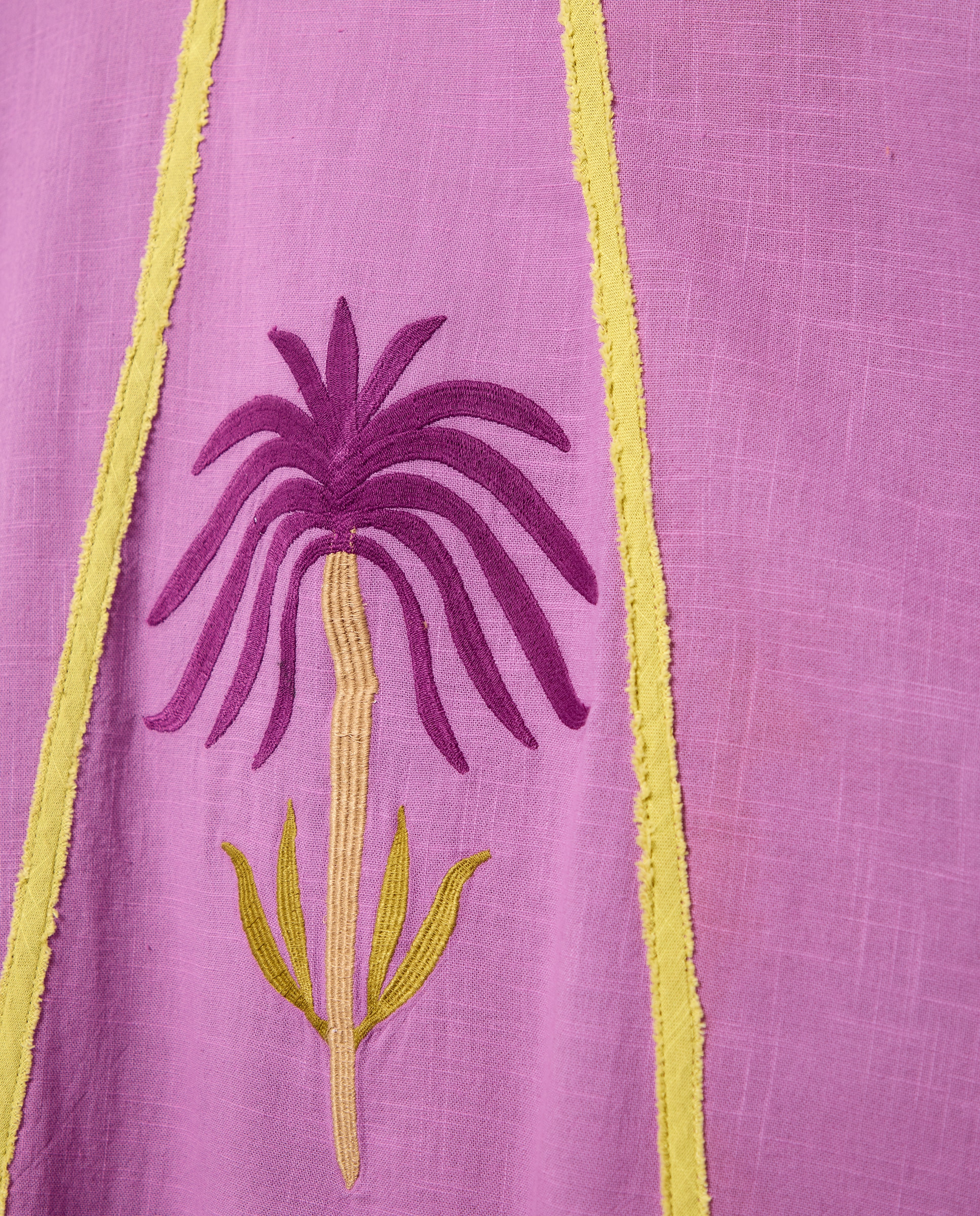 Kaftan de Algodão com Trabalho Bordado Roxo-5