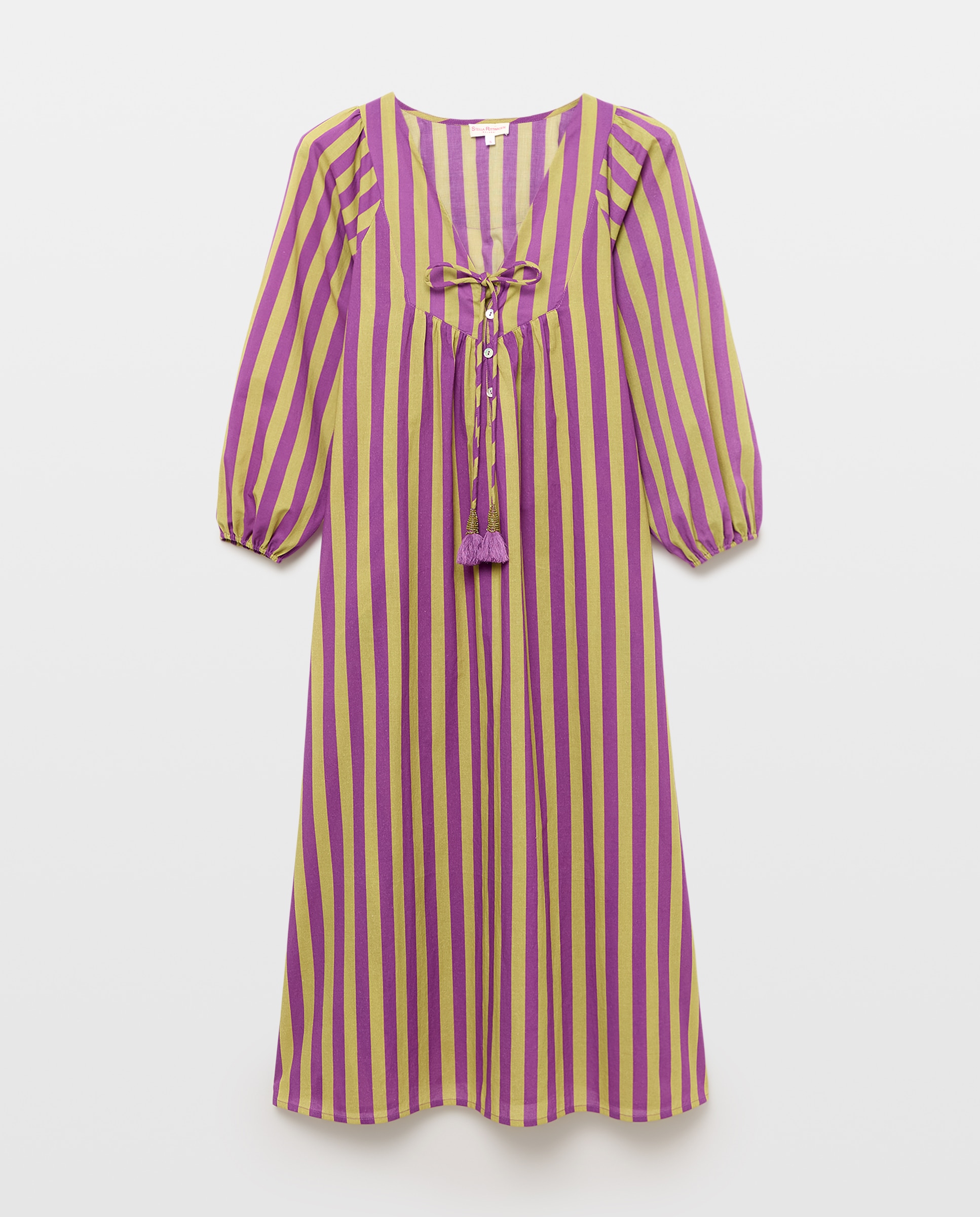 Vestido com Estampado às Riscas Roxo-5