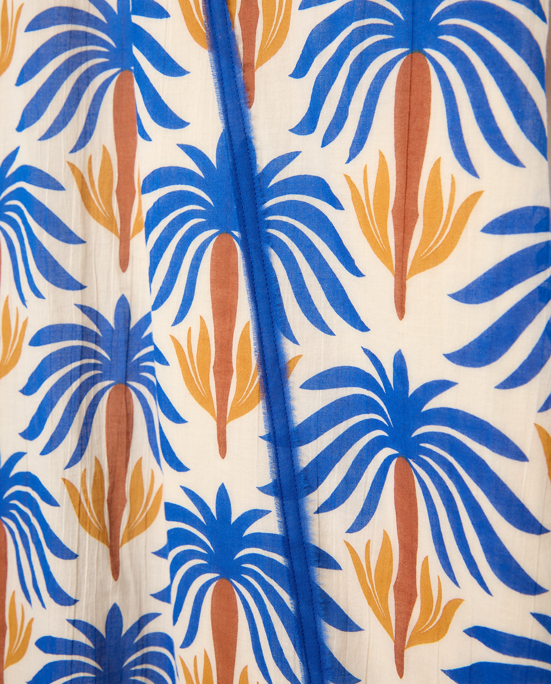 Kaftan de Algodão com Estampado Tropical 440 Azulão-6