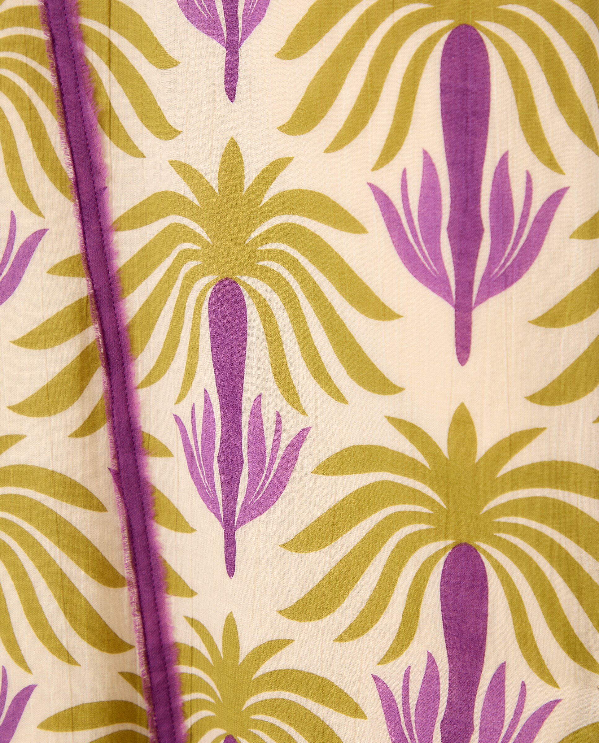 Kaftan de Algodão com Estampado Tropical Roxo-6