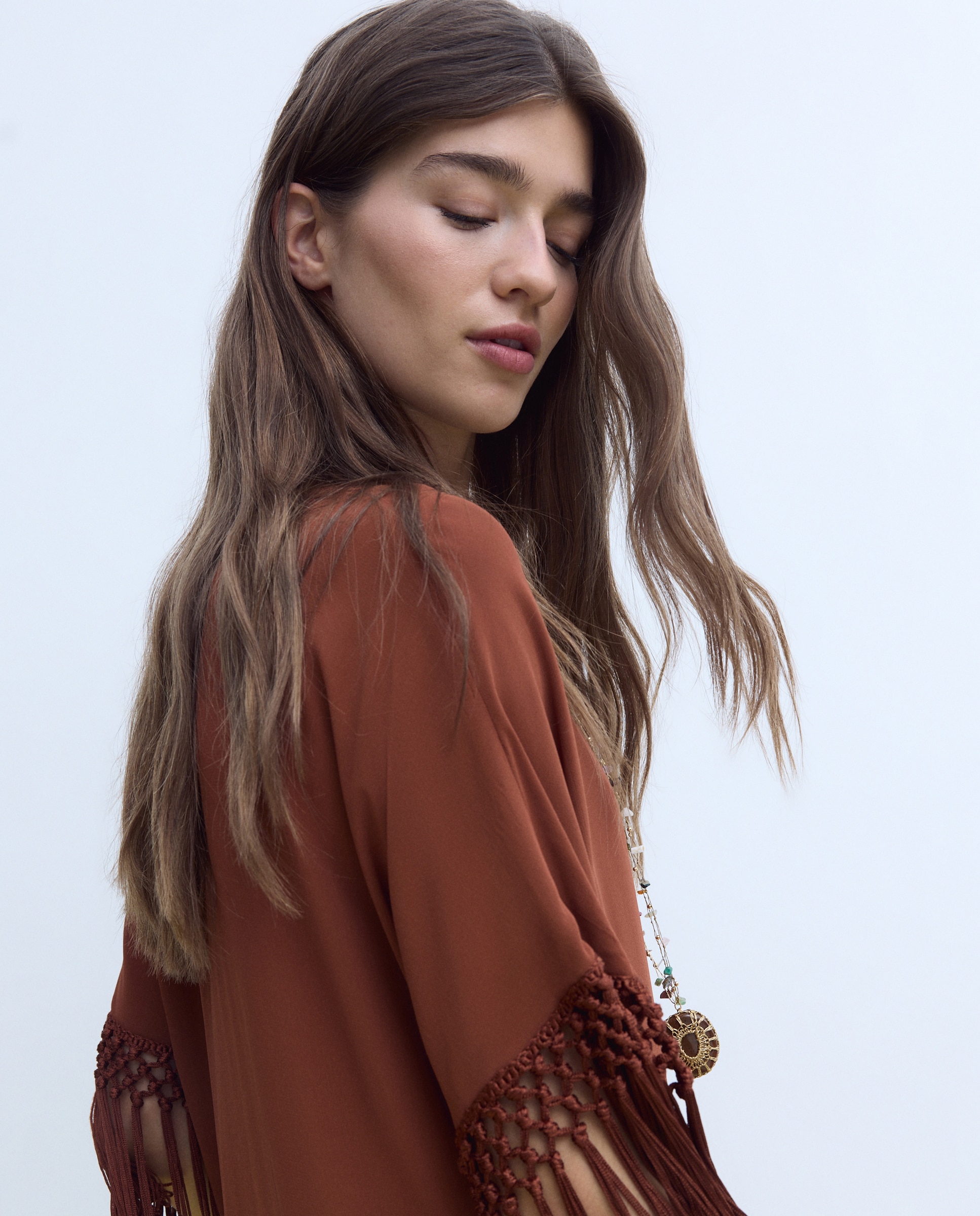 Vestido com Detalhe de Franjas Torrado-2