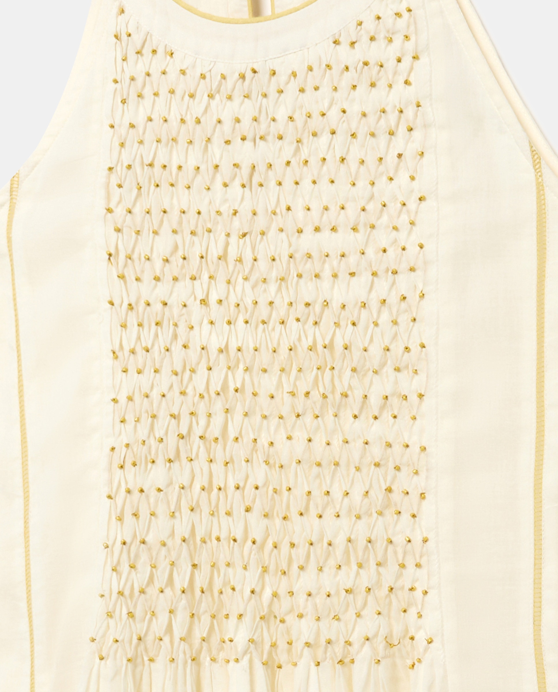 Vestido Halter com Detalhe de Beadings 120 Cru-5