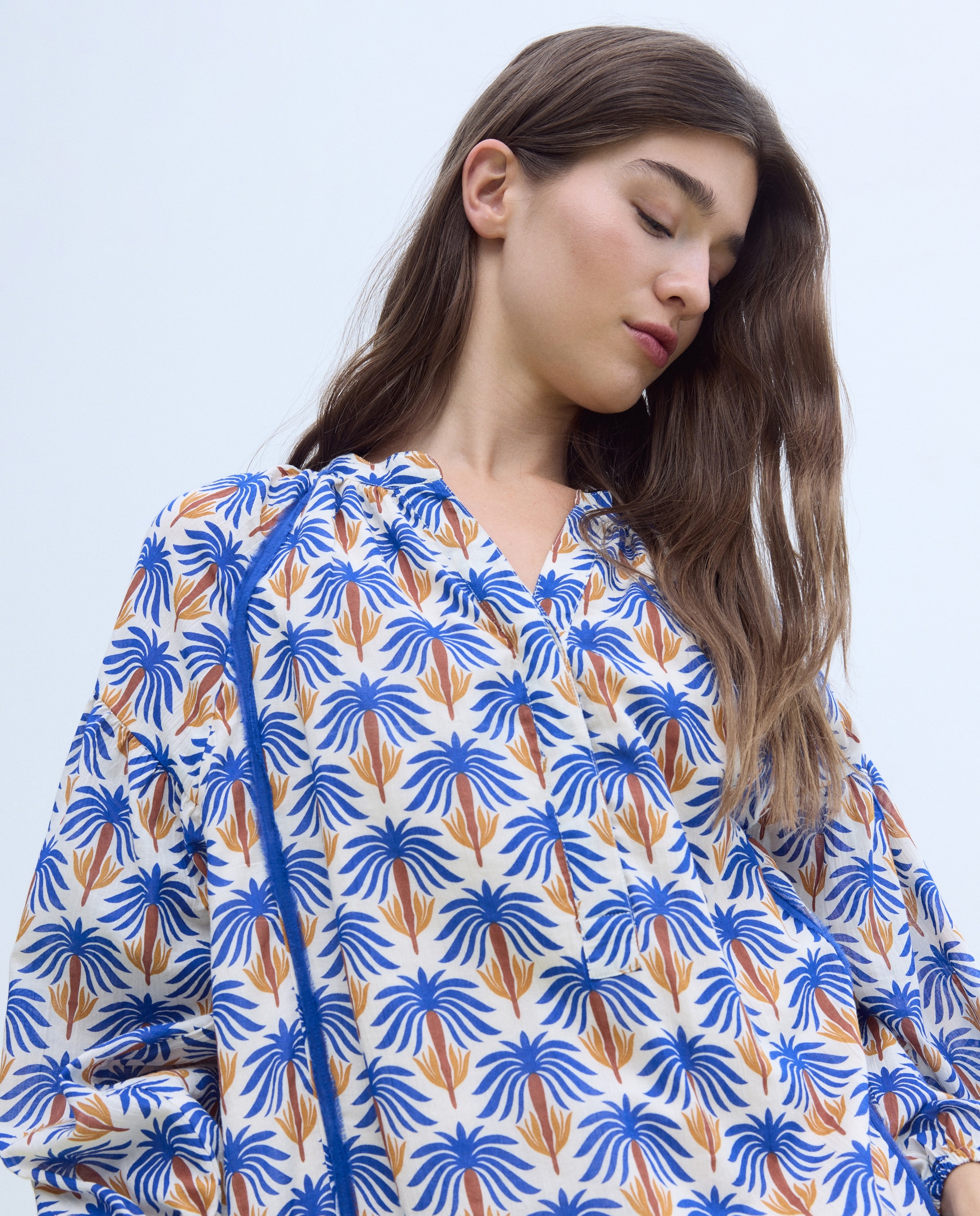 Imagem 0 de Vestido de Algodão com Estampado Tropical
