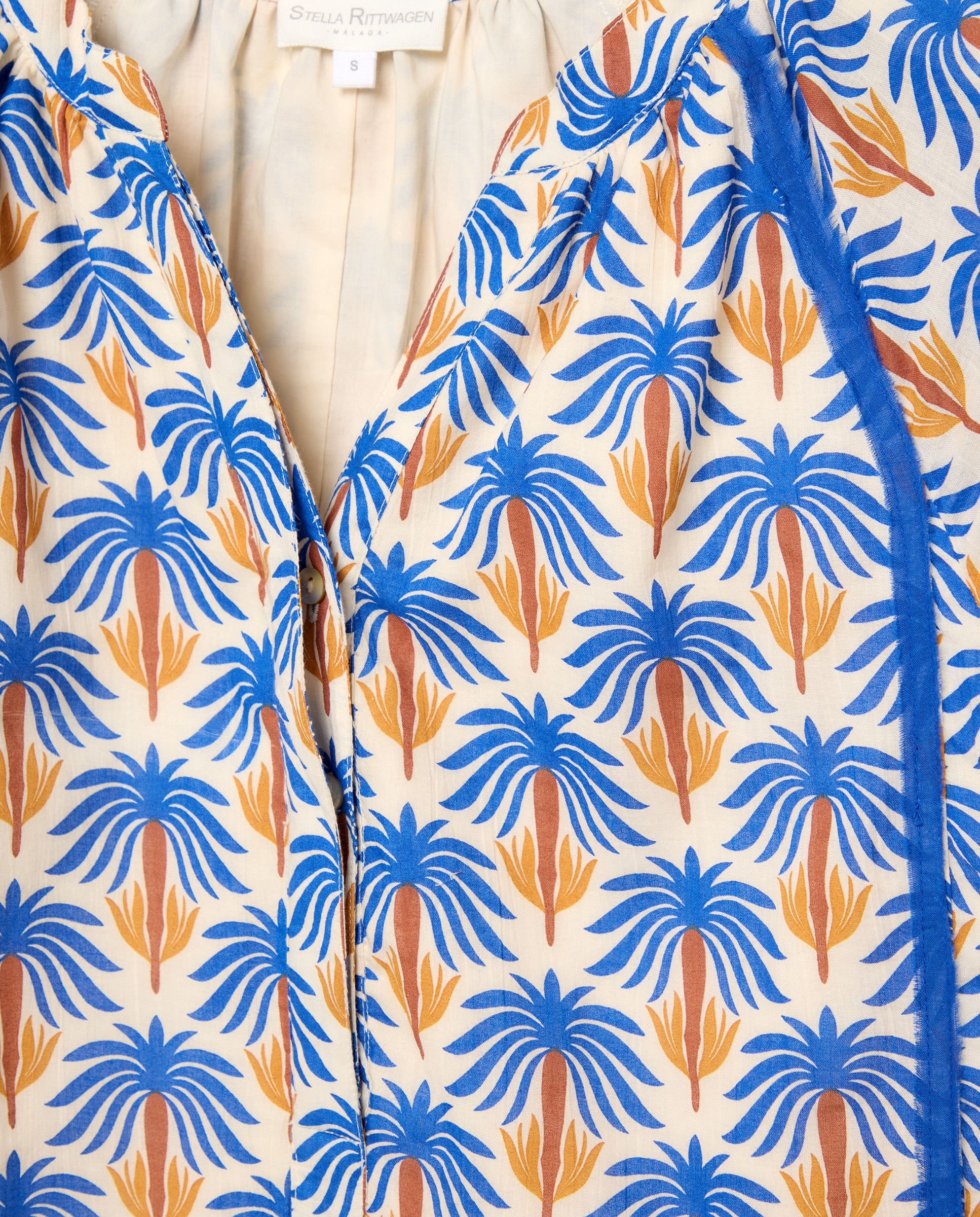 Vestido de Algodão com Estampado Tropical 440 Azulão-5