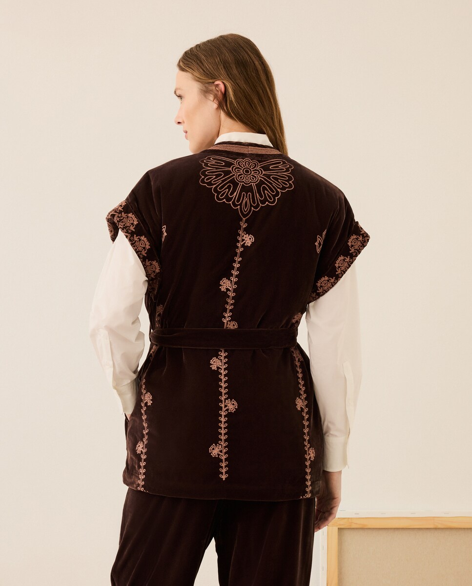 Colete de Veludo Castanho-3