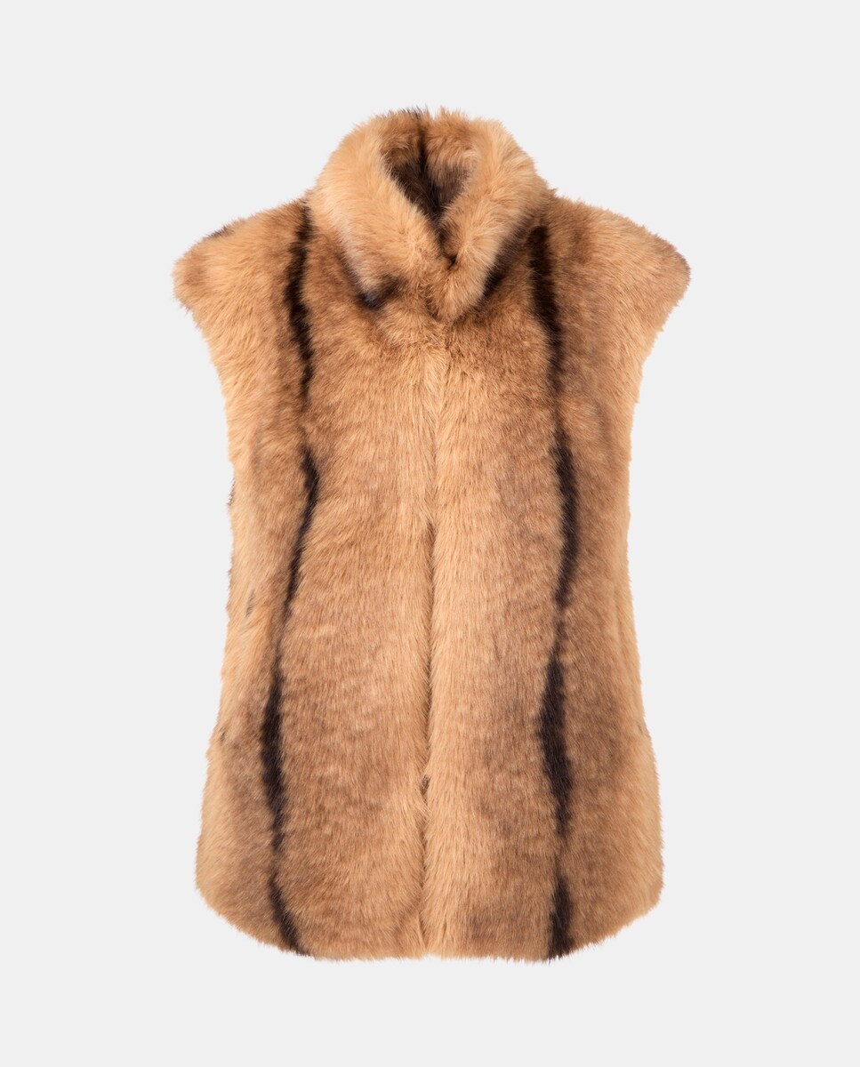 Colete em Pelo Sintético 730 Camel-5