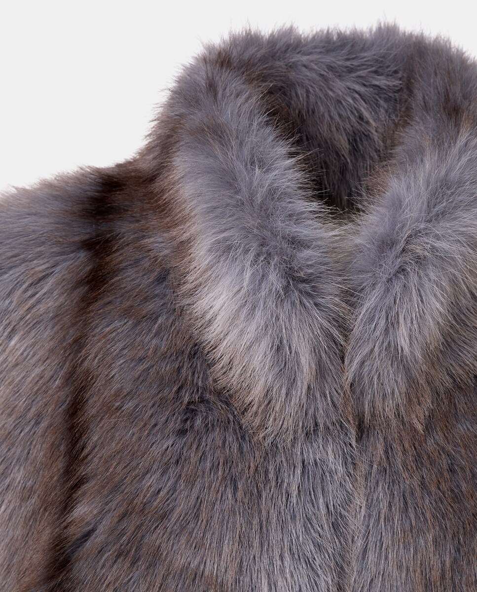 Colete em Pelo Sintético 820 Cinzento Médio-5