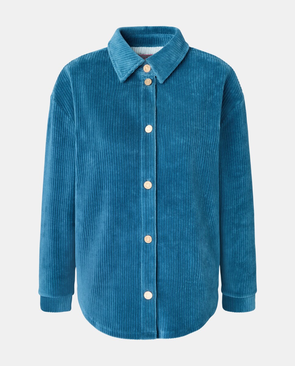 Sobrecamisa com Bolsos e Manga Comprida Azul-escuro-4