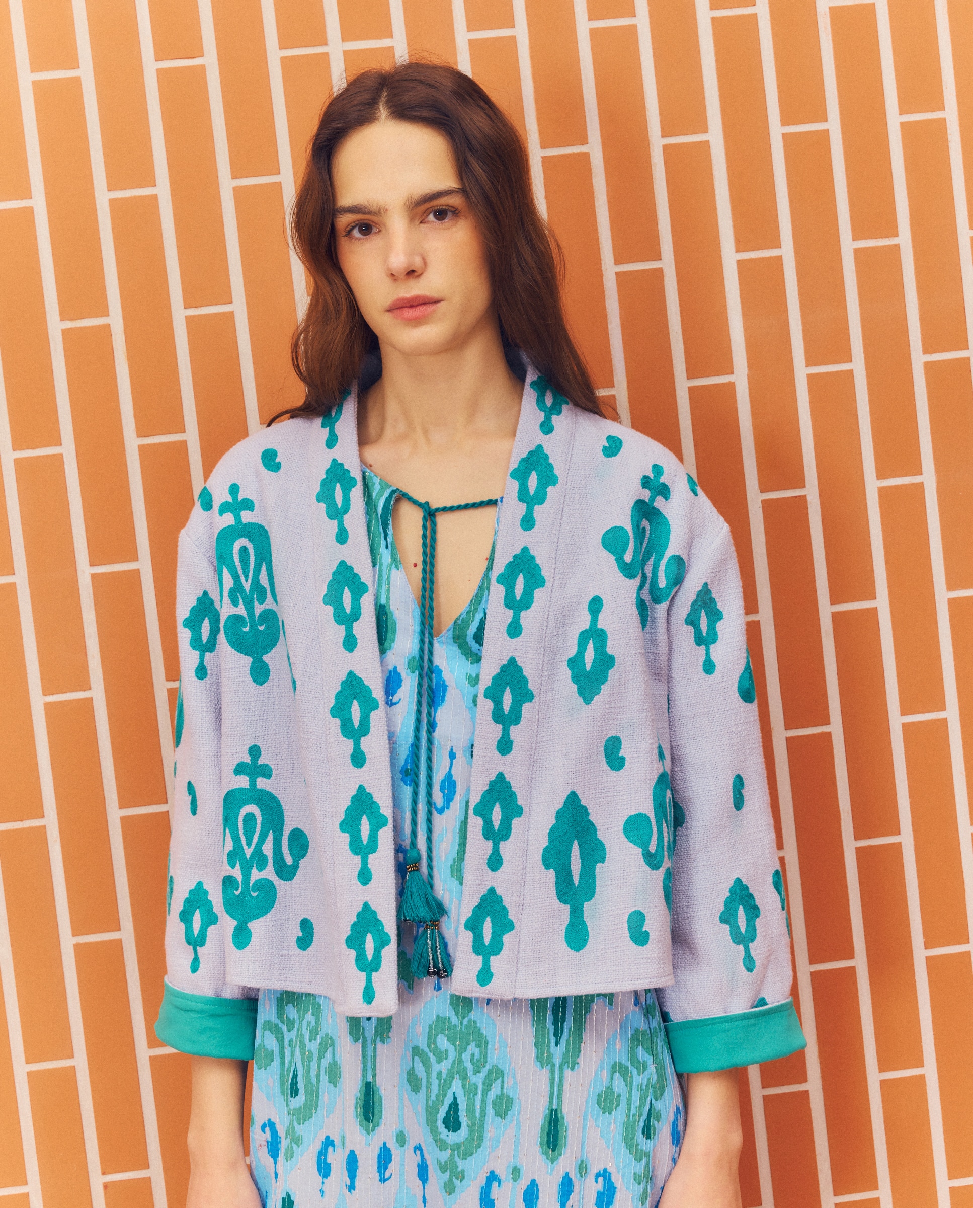 Casaco bordado 450 Turquesa-2