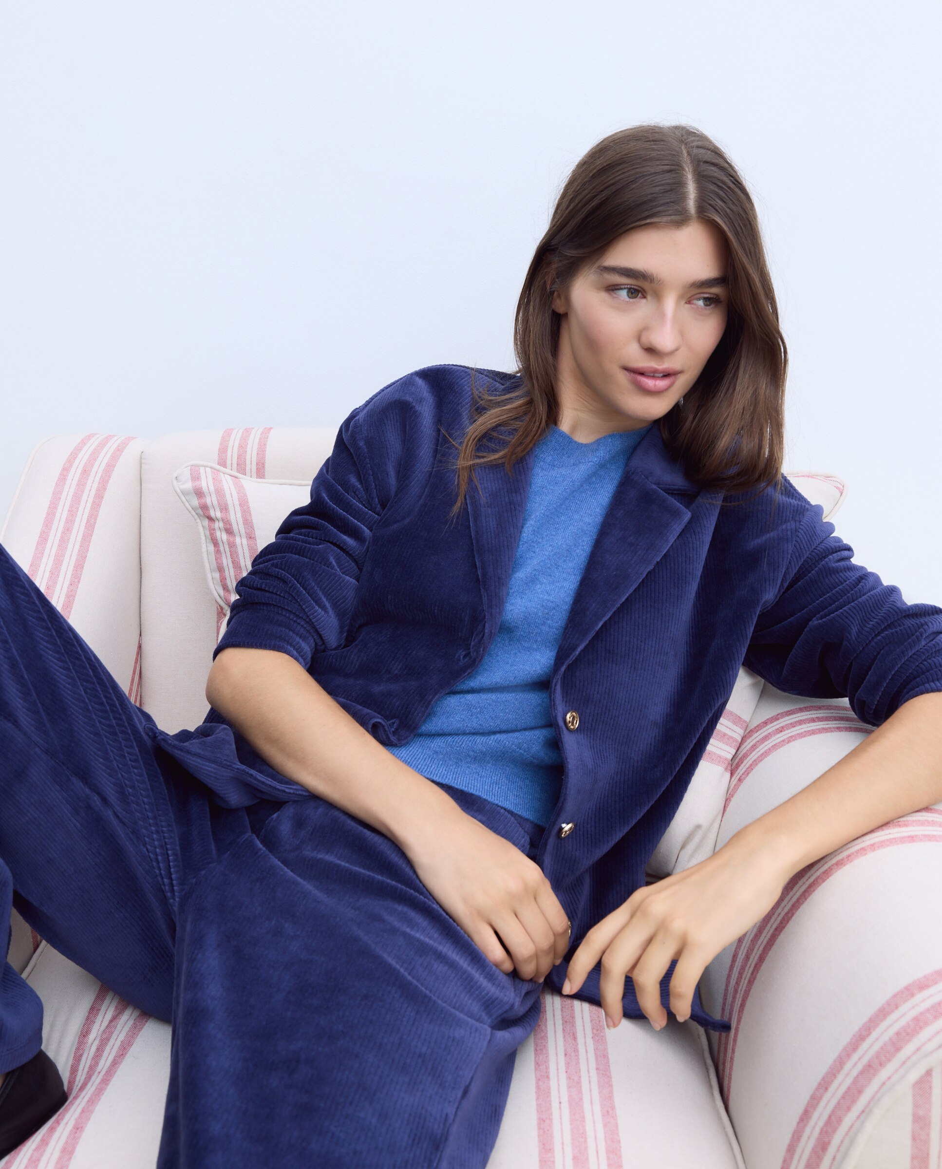 Chaqueta solapa pana - Stella Rittwagen - Azul marino Azul marino-2