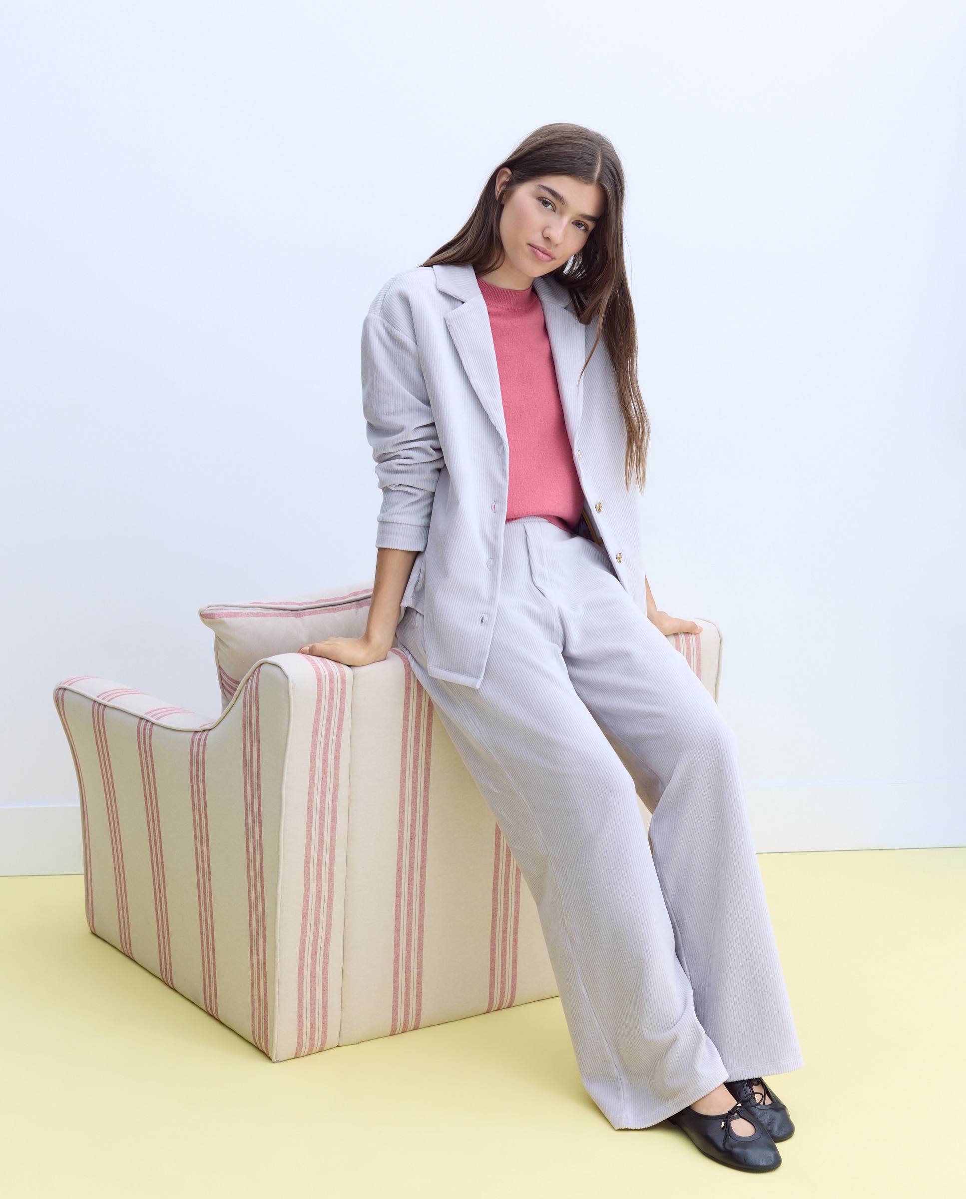 Chaqueta solapa pana - Stella Rittwagen - Gris claro Gris claro-2