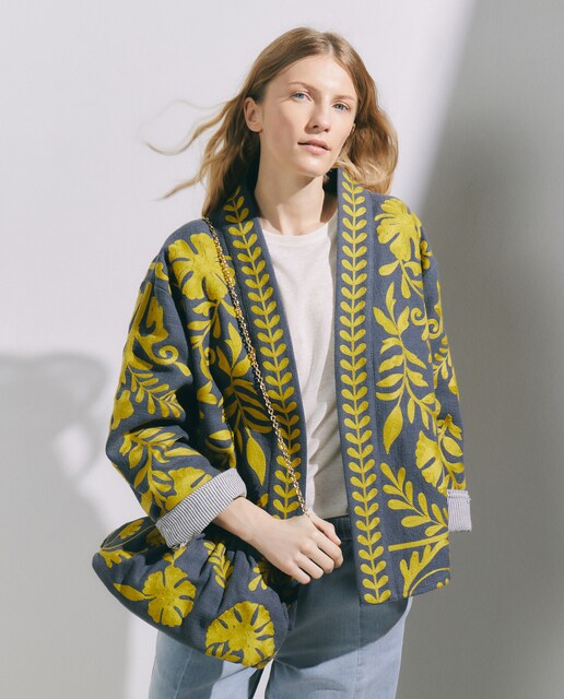 Chaqueta de algodón bordado bitono