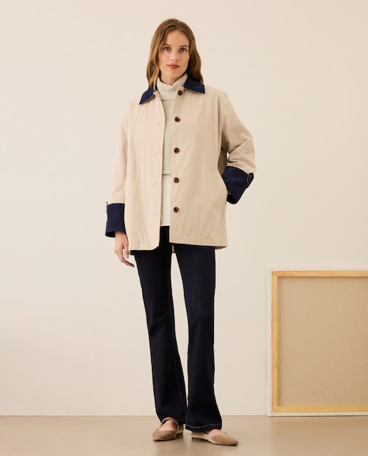 Imagem 0 de Parka Comprida de Algodão com Detalhes em Bombazina