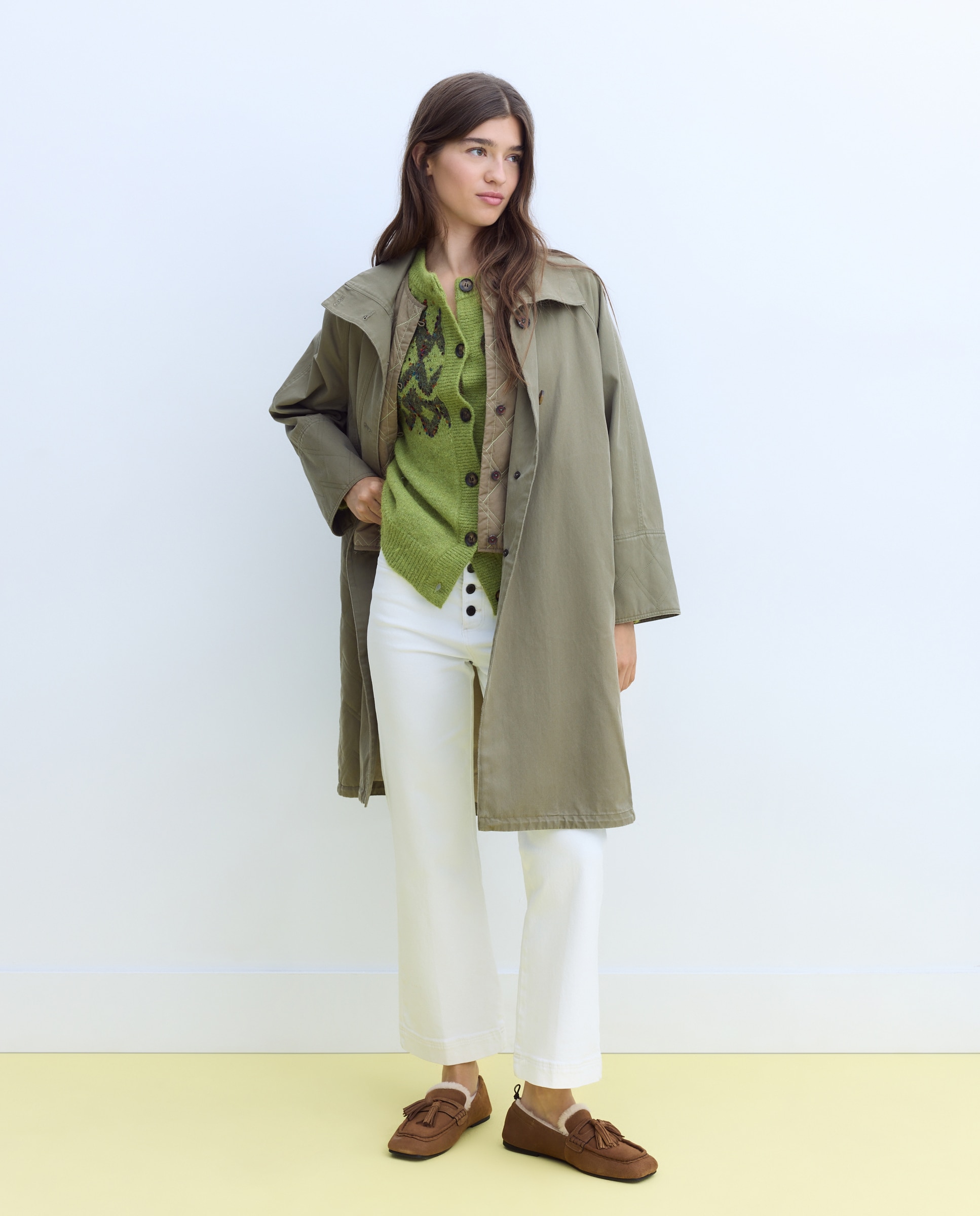 Gabardina estilo chaleco - Stella Rittwagen - 520 Kaki 520 Kaki-2