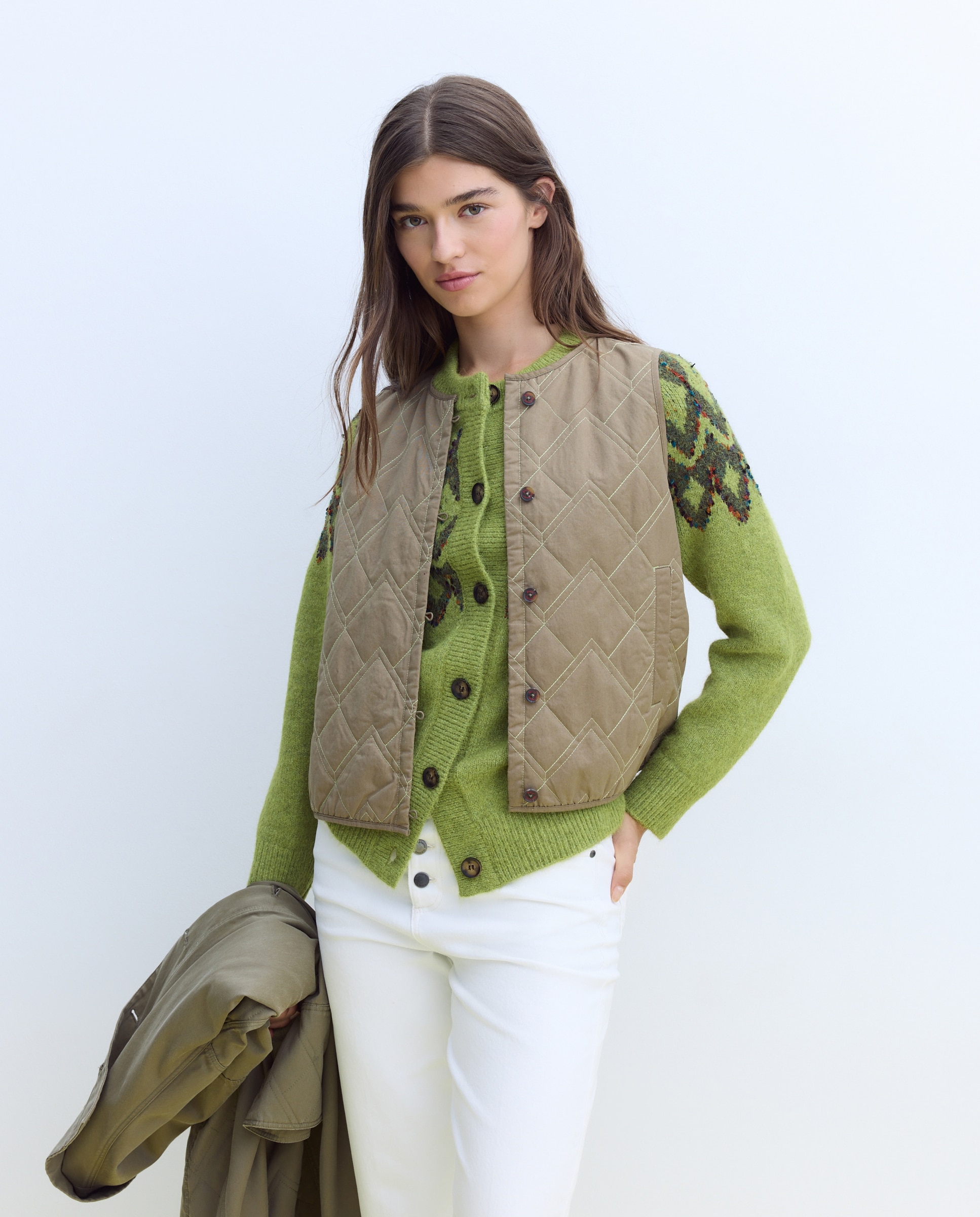 Gabardina estilo chaleco - Stella Rittwagen - 520 Kaki 520 Kaki-3