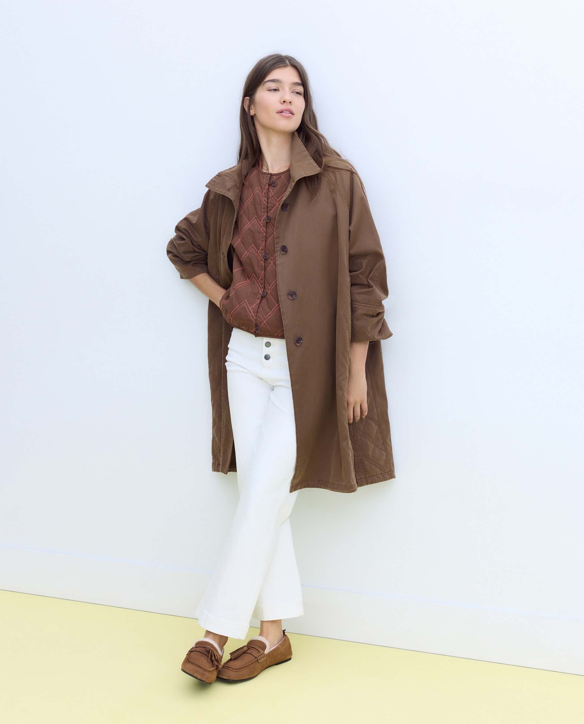 Gabardina estilo chaleco - Stella Rittwagen - Marrón Marrón-2