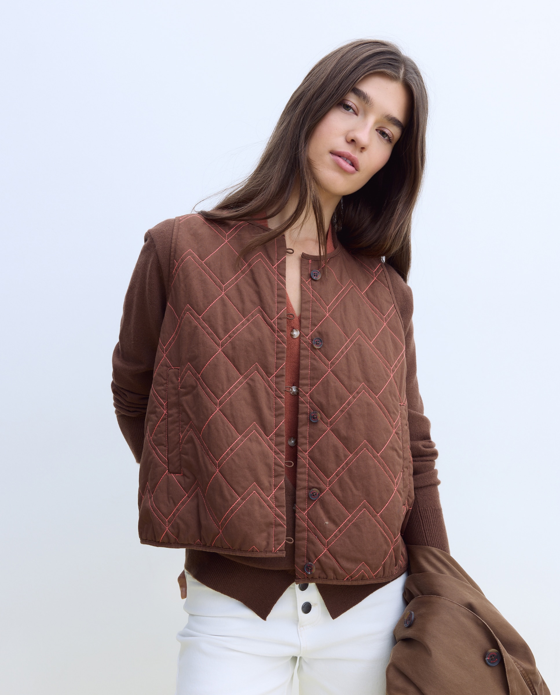 Gabardina estilo chaleco - Stella Rittwagen - Marrón Marrón-3
