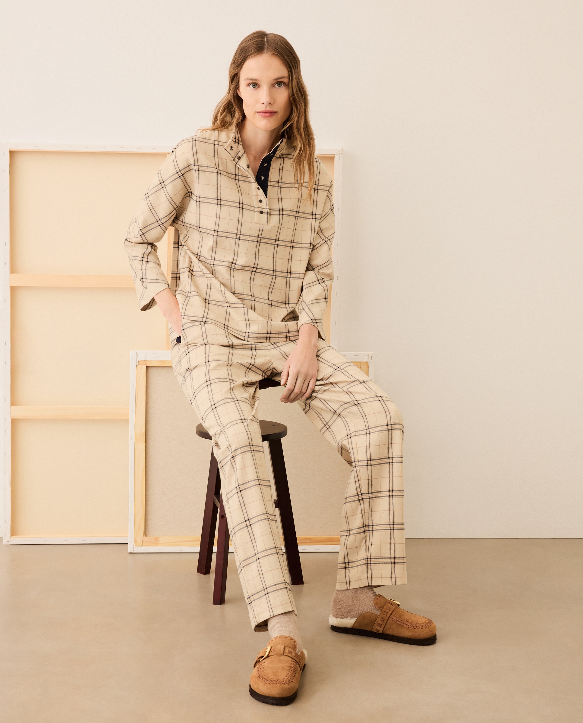 Blusa aos Quadrados - Branco Branco-1