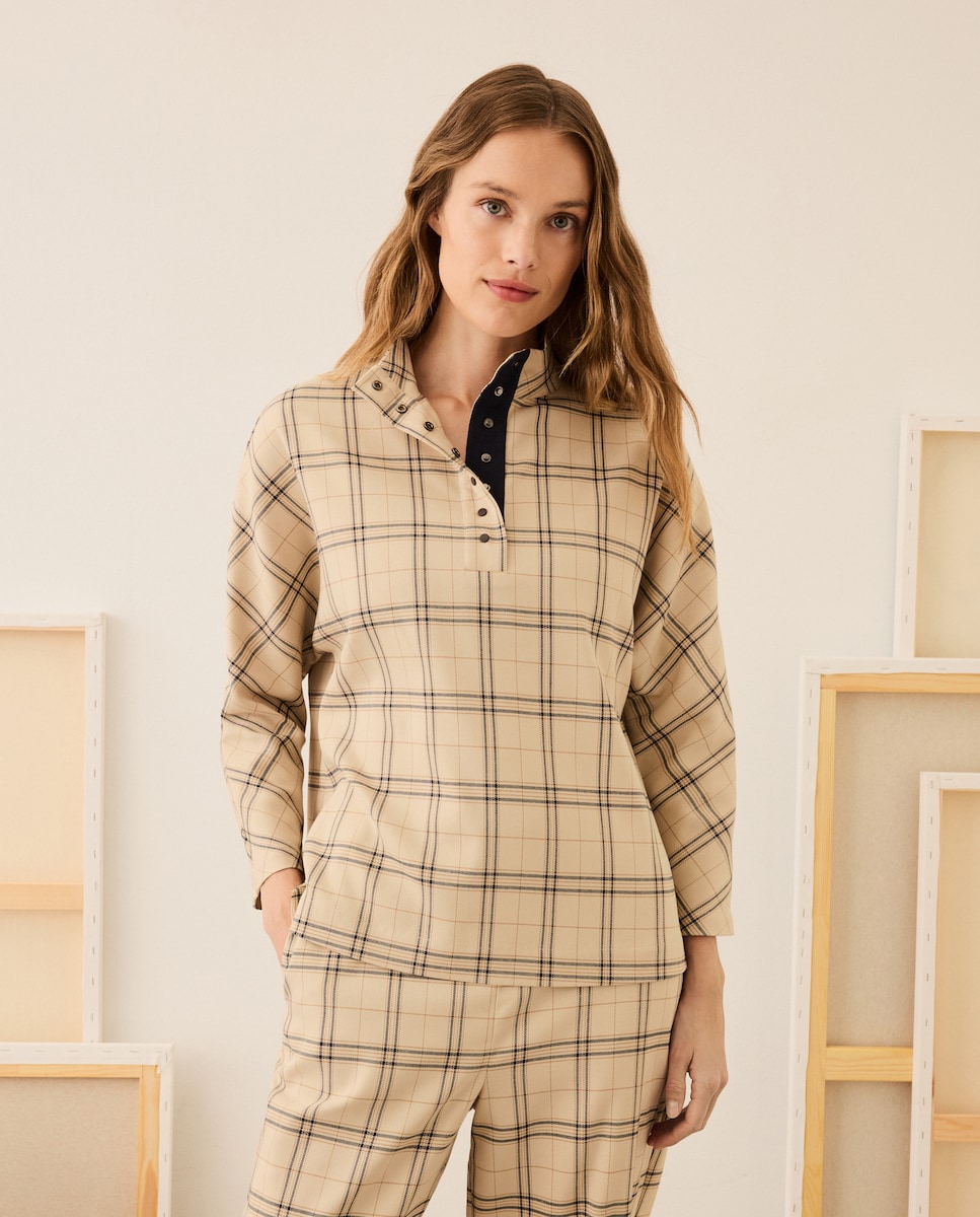 Blusa aos Quadrados - Branco Branco-2