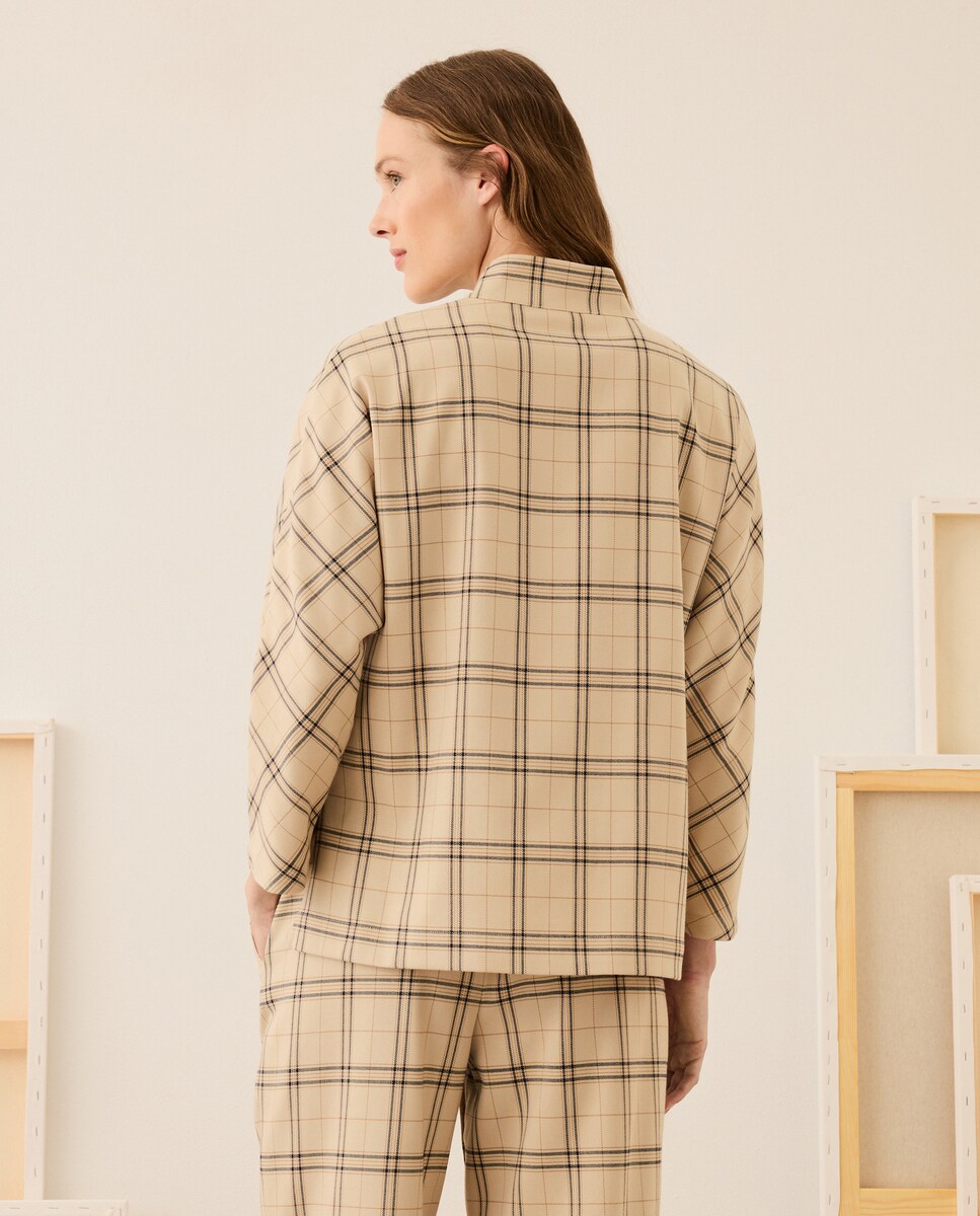 Blusa aos Quadrados - Branco Branco-3