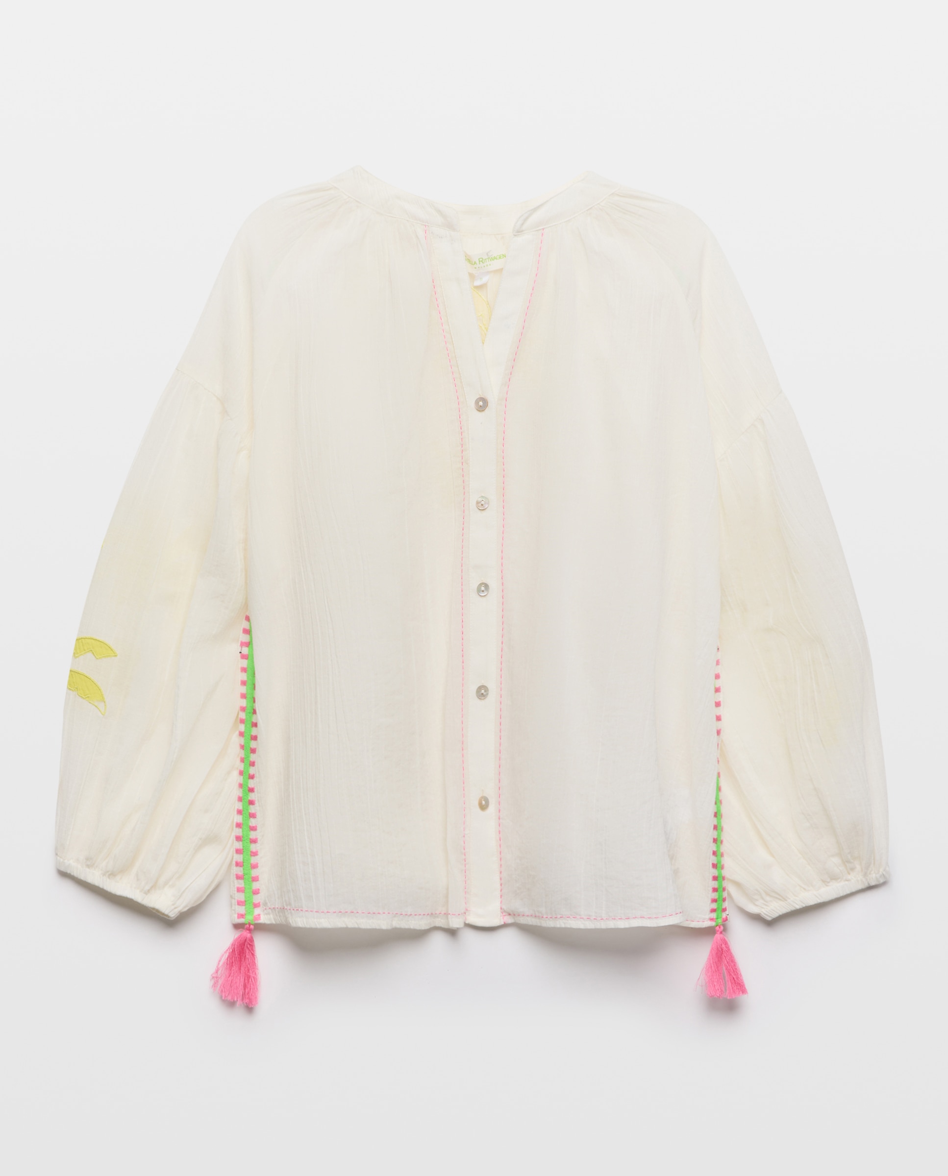Camisa com Detalhe Bordado Branco-marfim-4