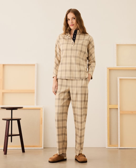 Imagen 0 de Pantalón de cuadros en color blanco