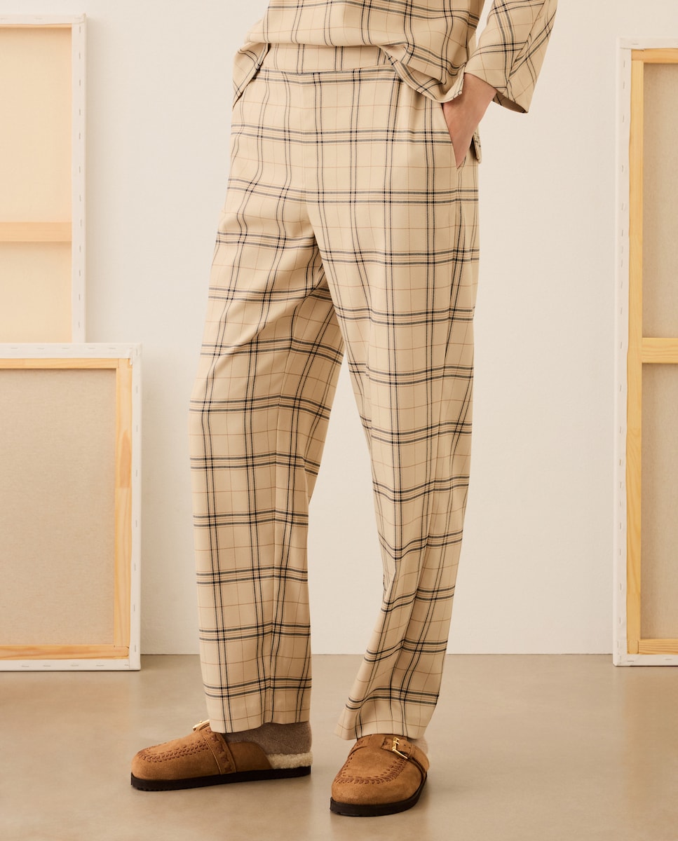 Calças aos Quadrados - Branco Branco-2