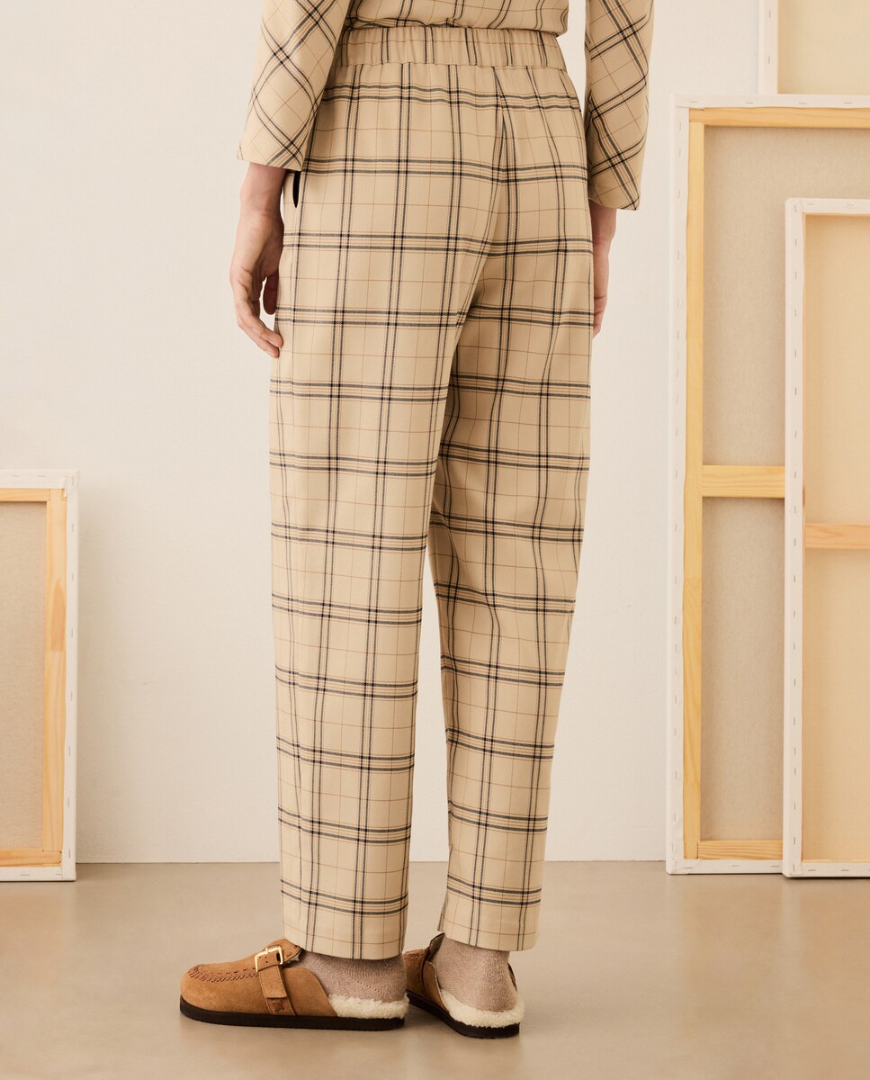 Calças aos Quadrados - Branco Branco-3