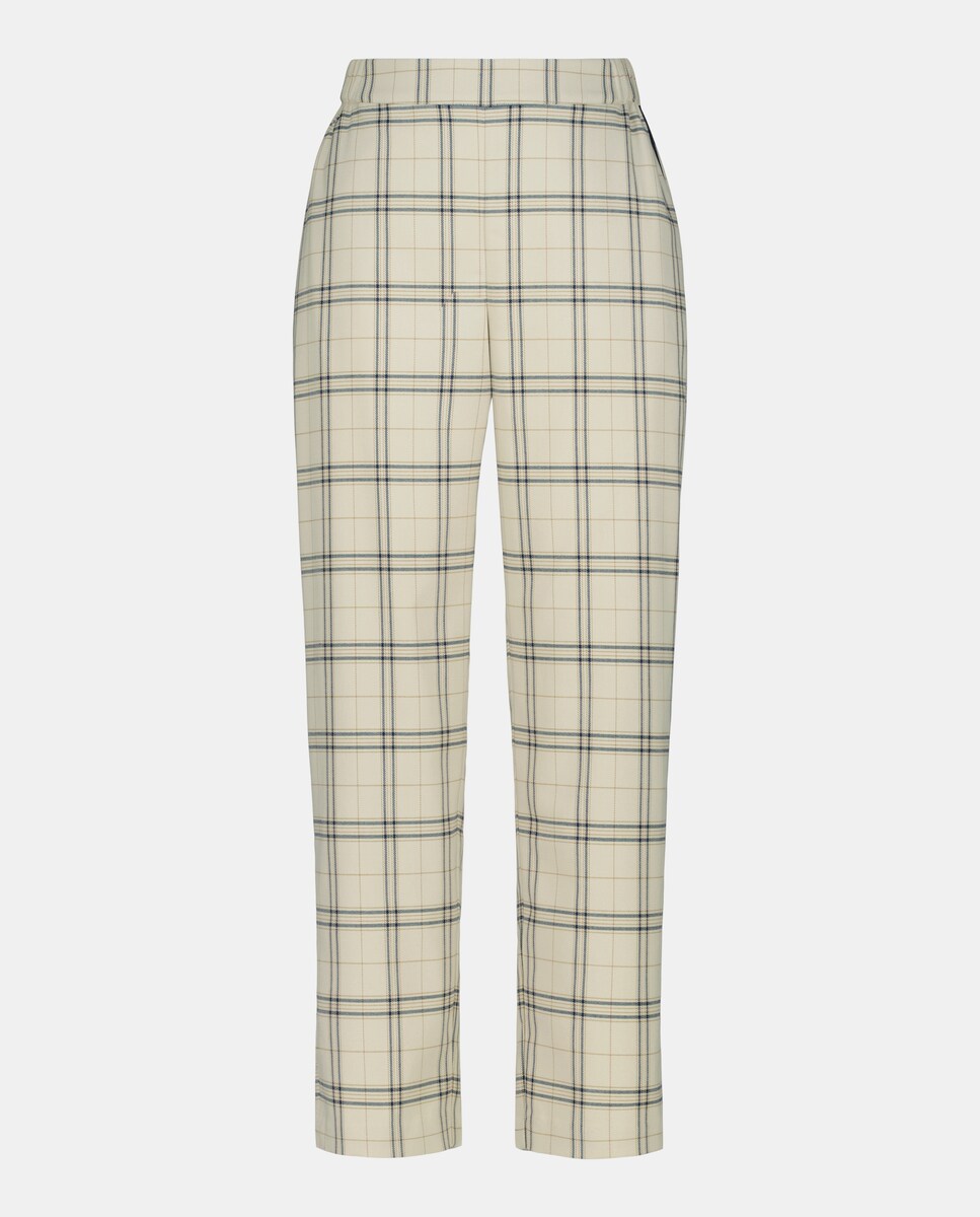 Calças aos Quadrados - Branco Branco-4