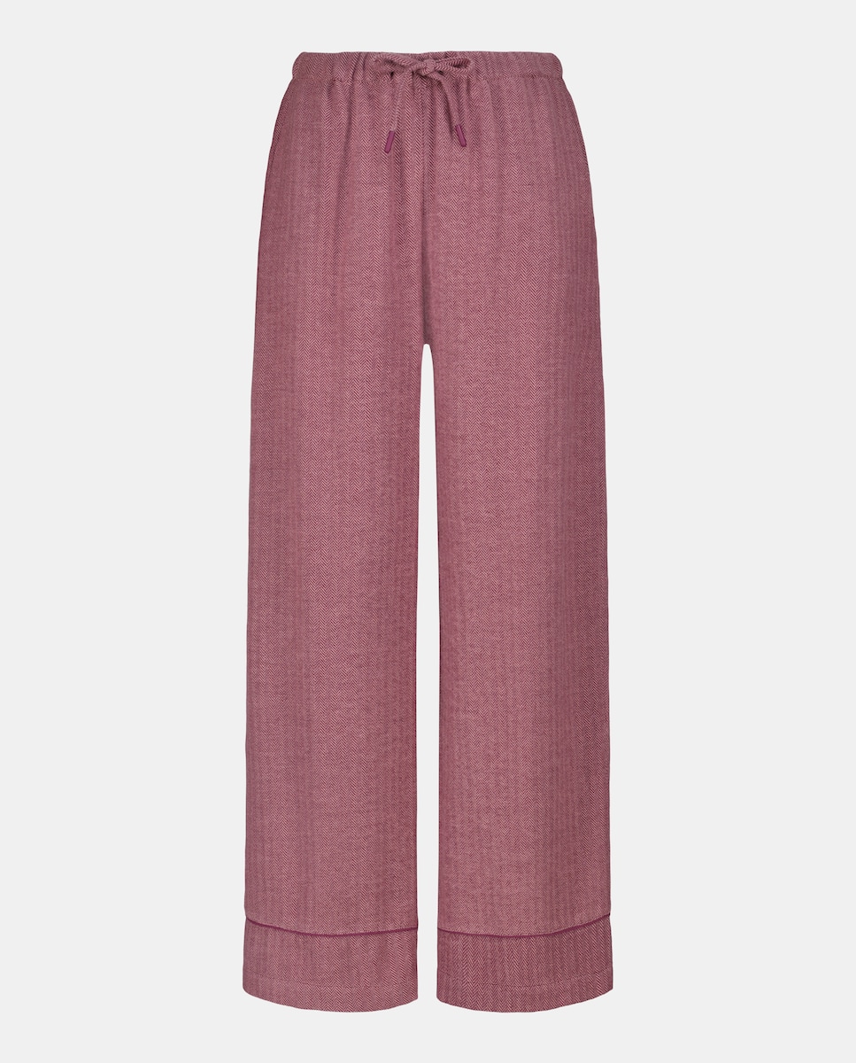 Calças de Padrão Espinha de Peixe Bordeaux-4