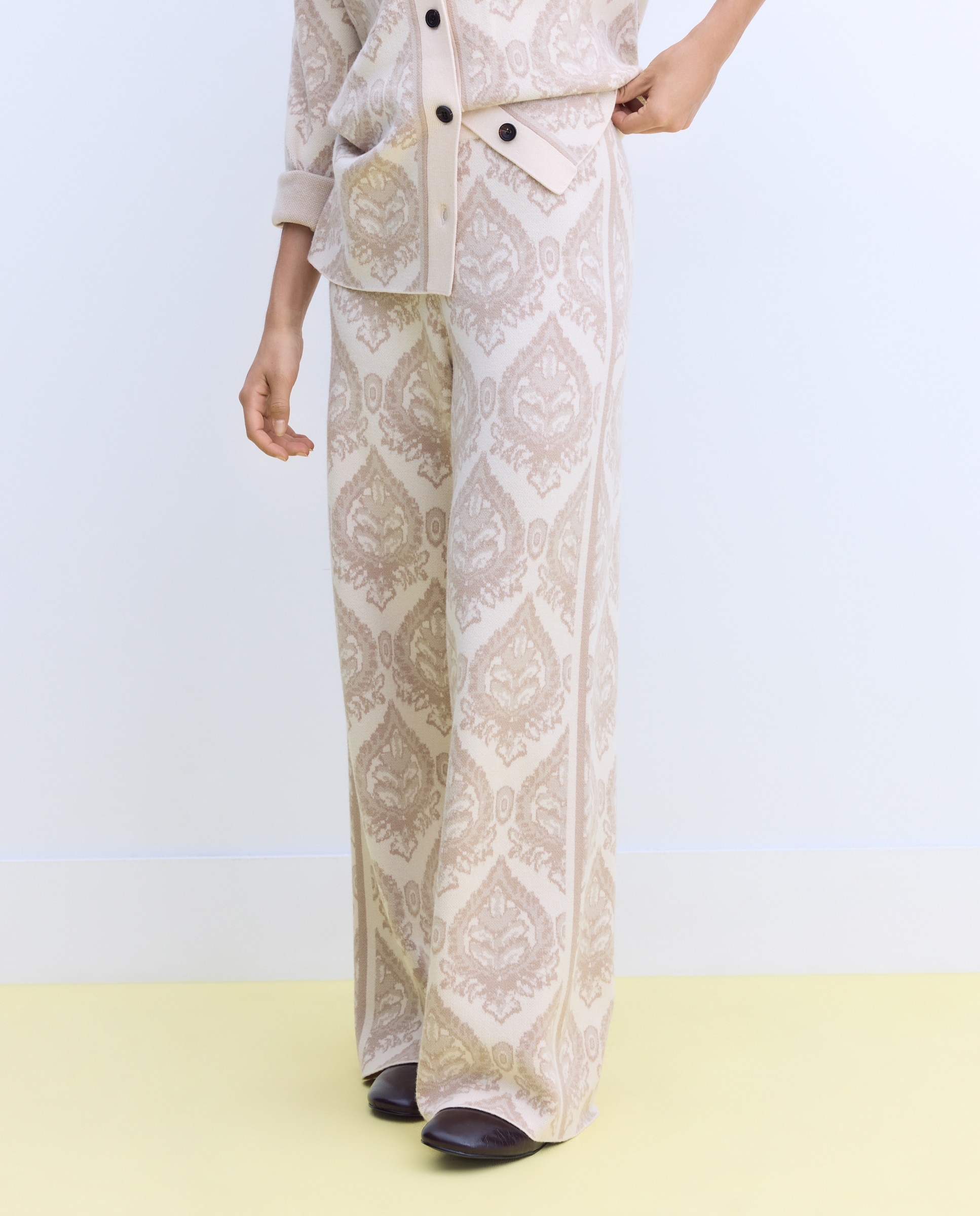 Pantalón de mujer con jacquard - Stella Rittwagen - 120 Crudo 120 Crudo-2