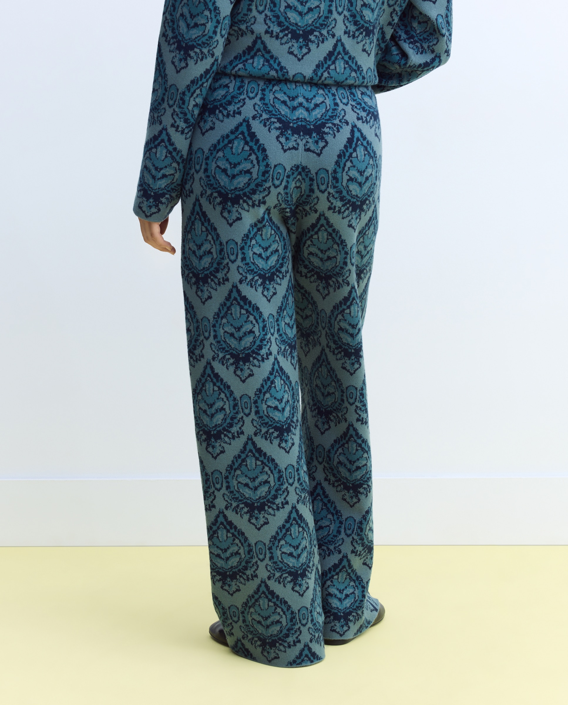Pantalón de mujer con jacquard - Stella Rittwagen - Verde fluor Verde fluor-3