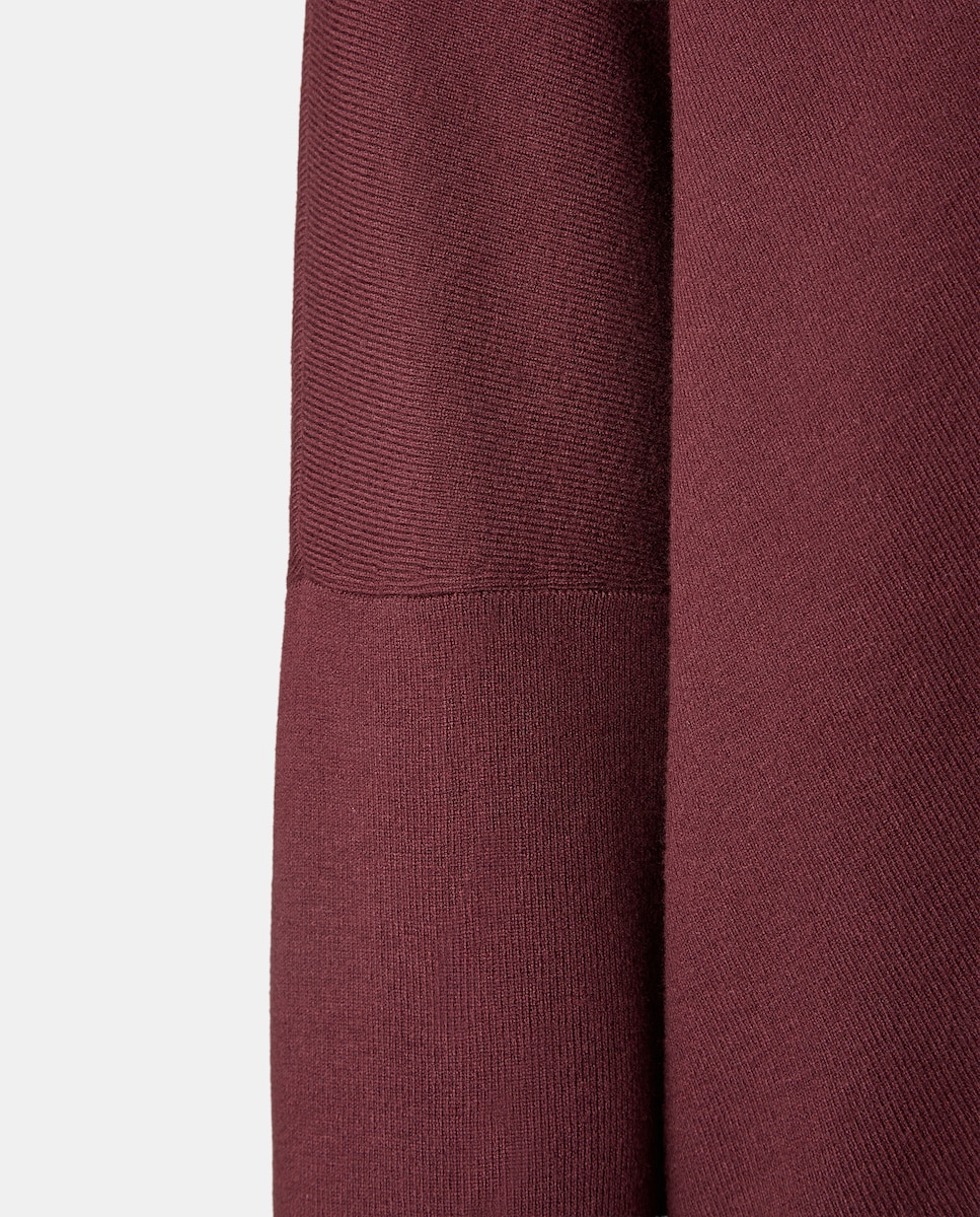 Camisola de Malha com Decote em Bico Bordeaux-5