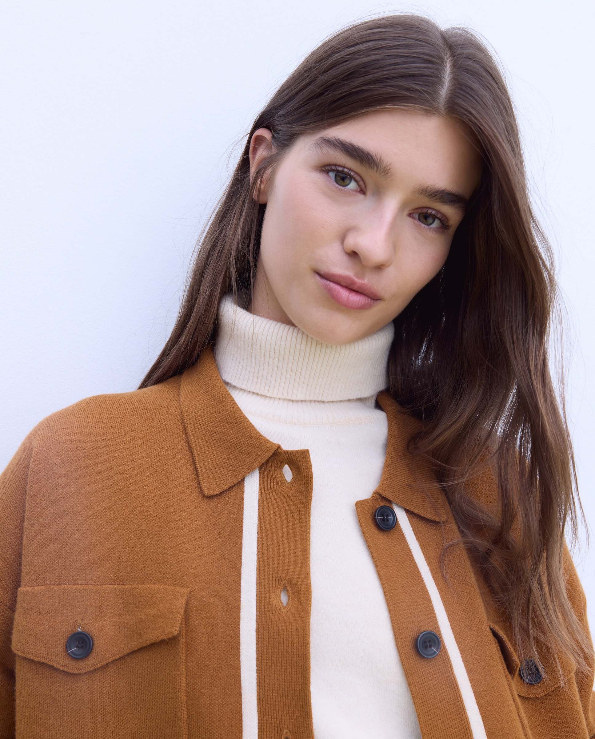 Chaqueta de punto de mujer con jacquard - Stella Rittwagen - 730 Camel 730 Camel-1