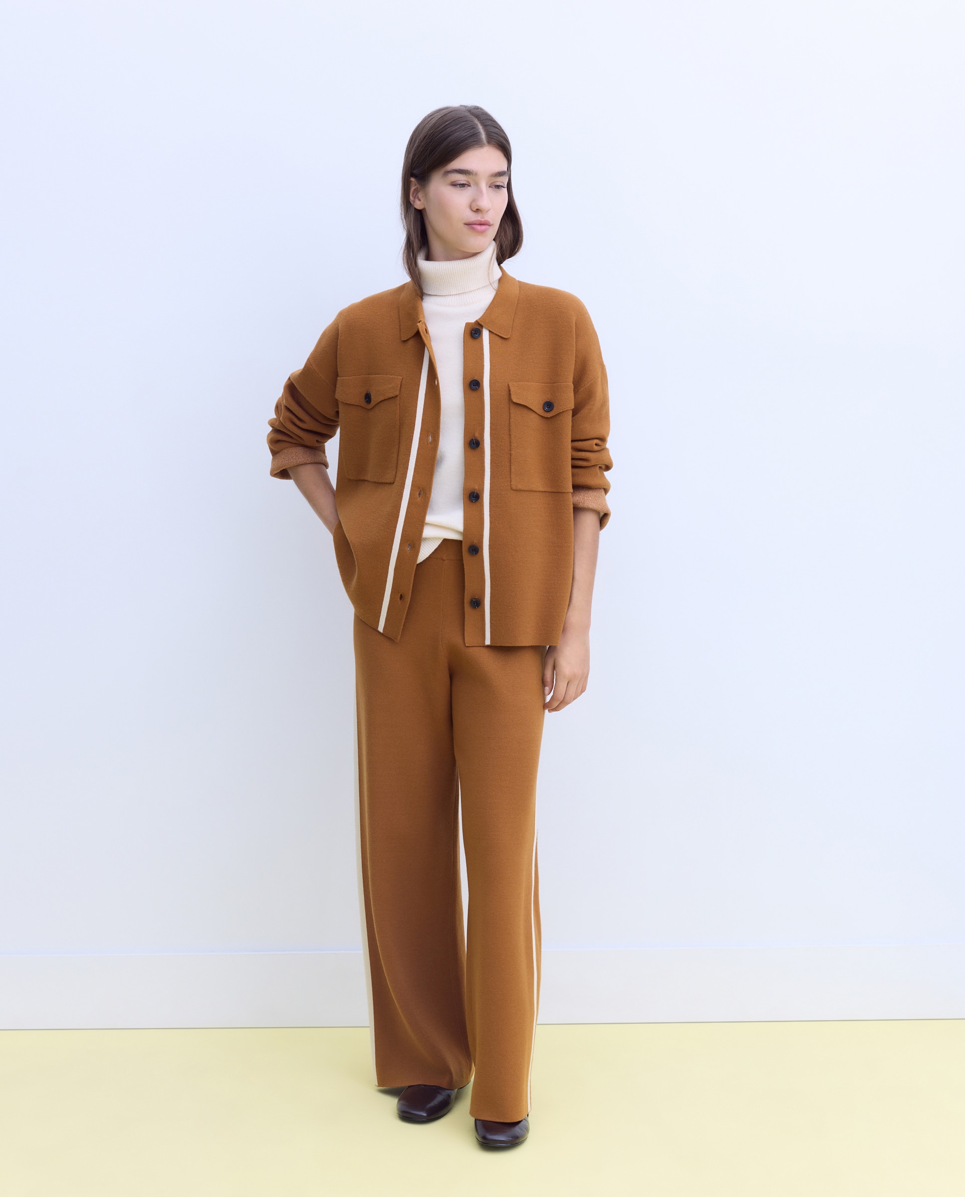 Chaqueta de punto de mujer con jacquard - Stella Rittwagen - 730 Camel 730 Camel-2