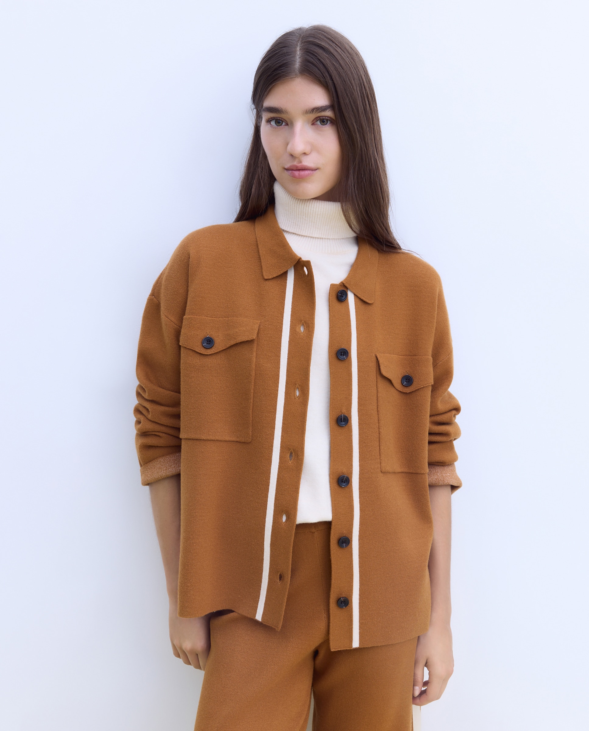 Chaqueta de punto de mujer con jacquard - Stella Rittwagen - 730 Camel 730 Camel-3