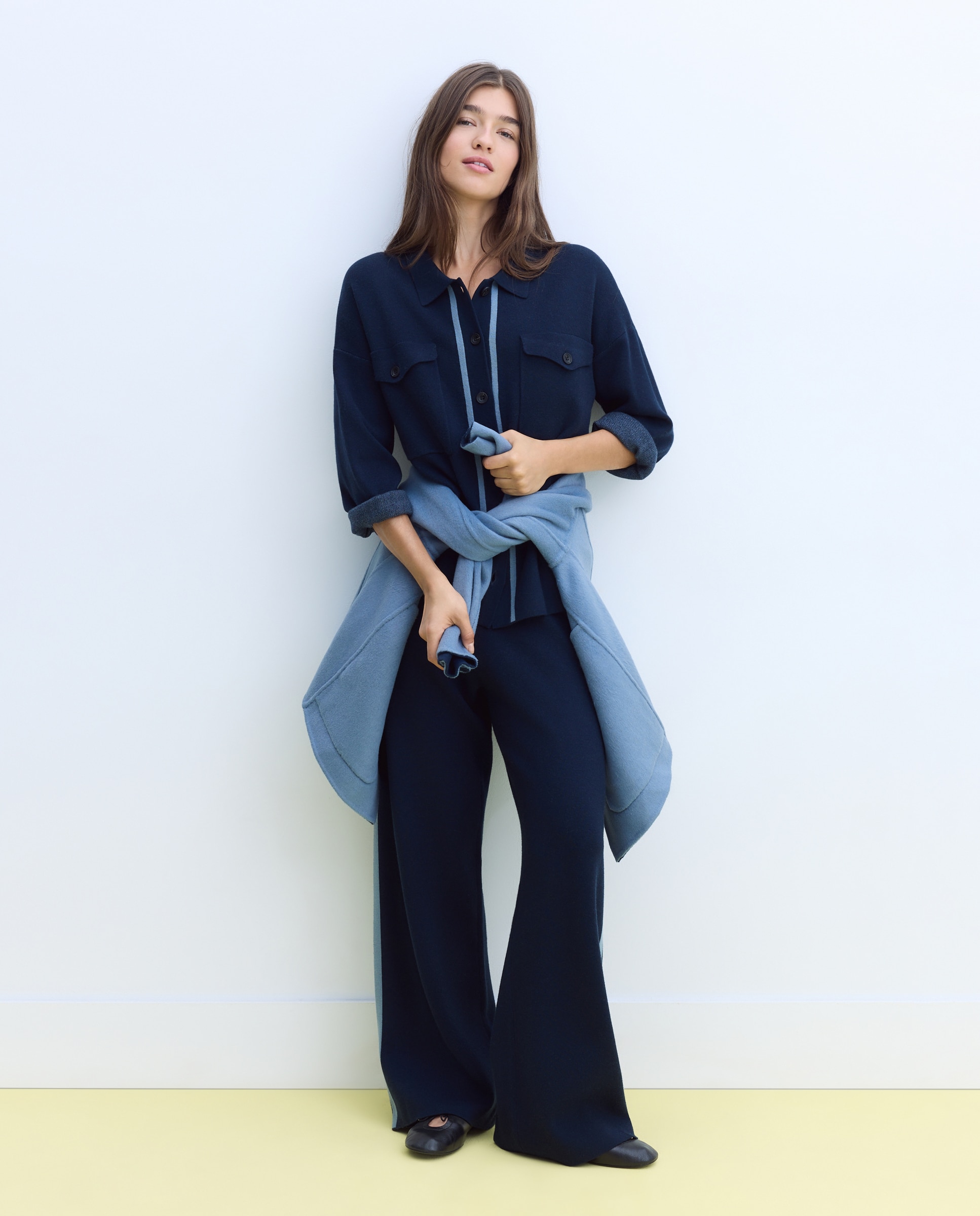 Chaqueta de punto de mujer con jacquard - Stella Rittwagen - 430 Azul oscuro 430 Azul oscuro-2
